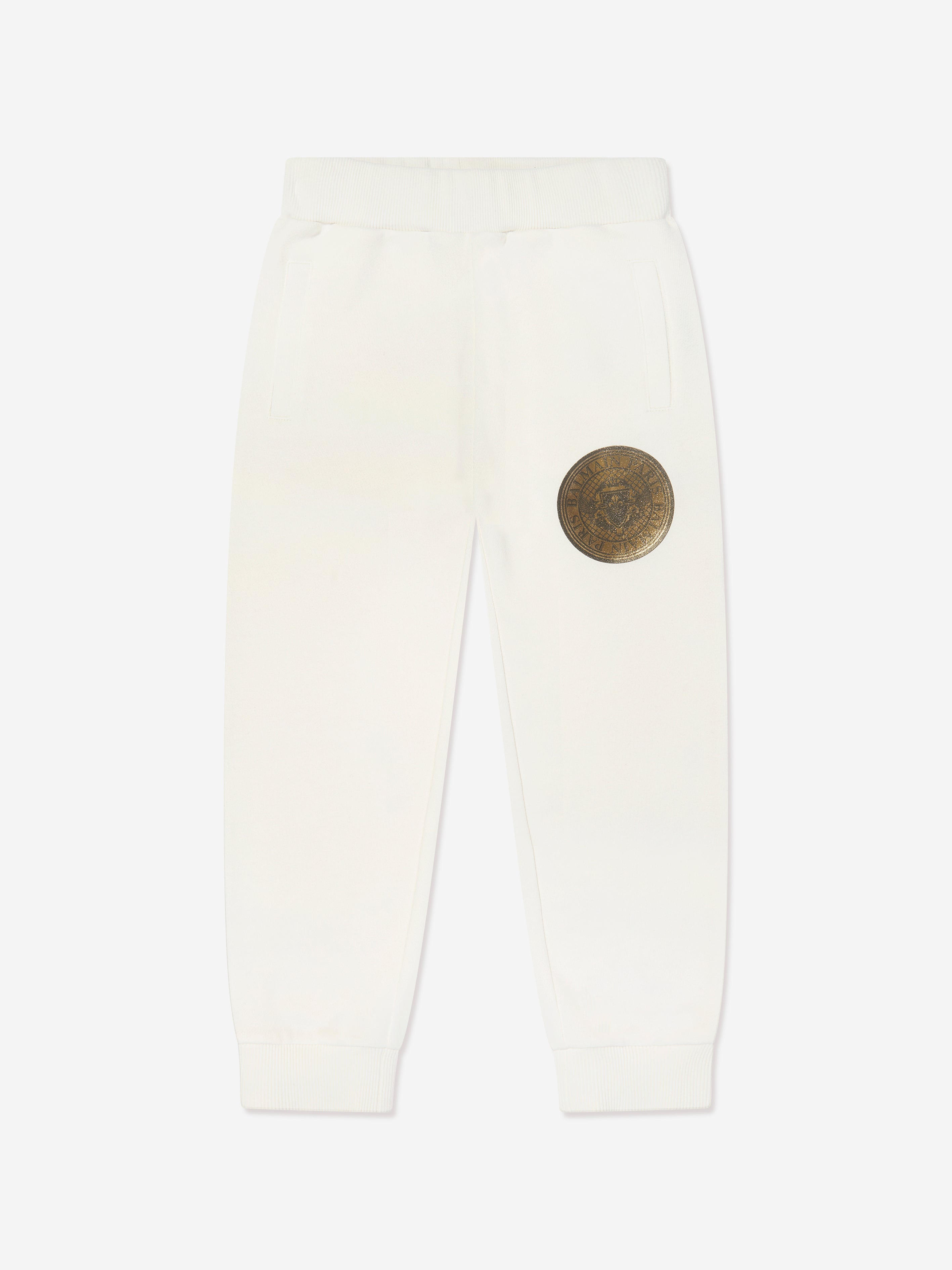 Balmain Kids Logo Joggers in Ivory Buy Cheap Tumblr