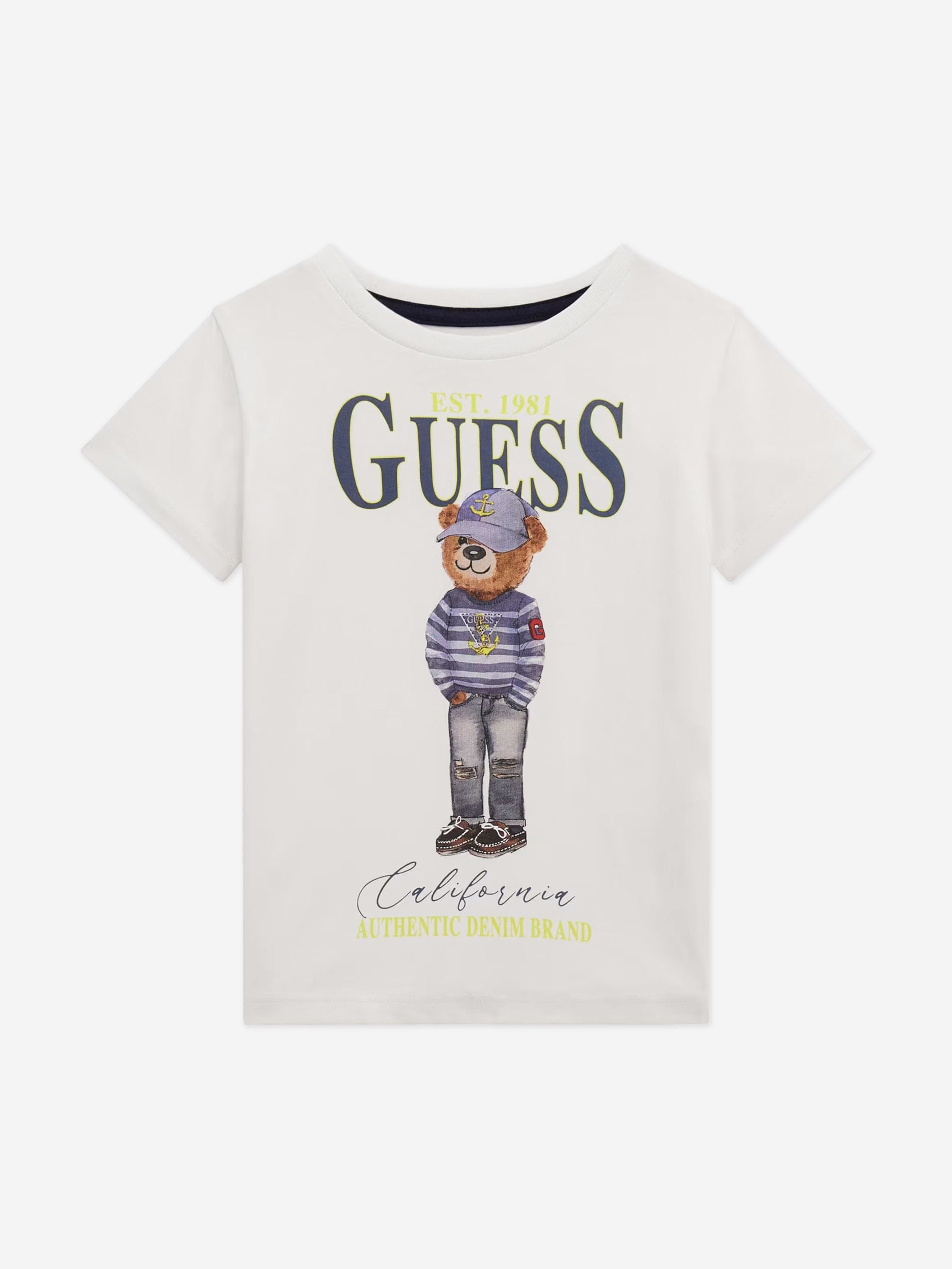 Boys Bear T-Shirt in White 2025 Unisex For Sale