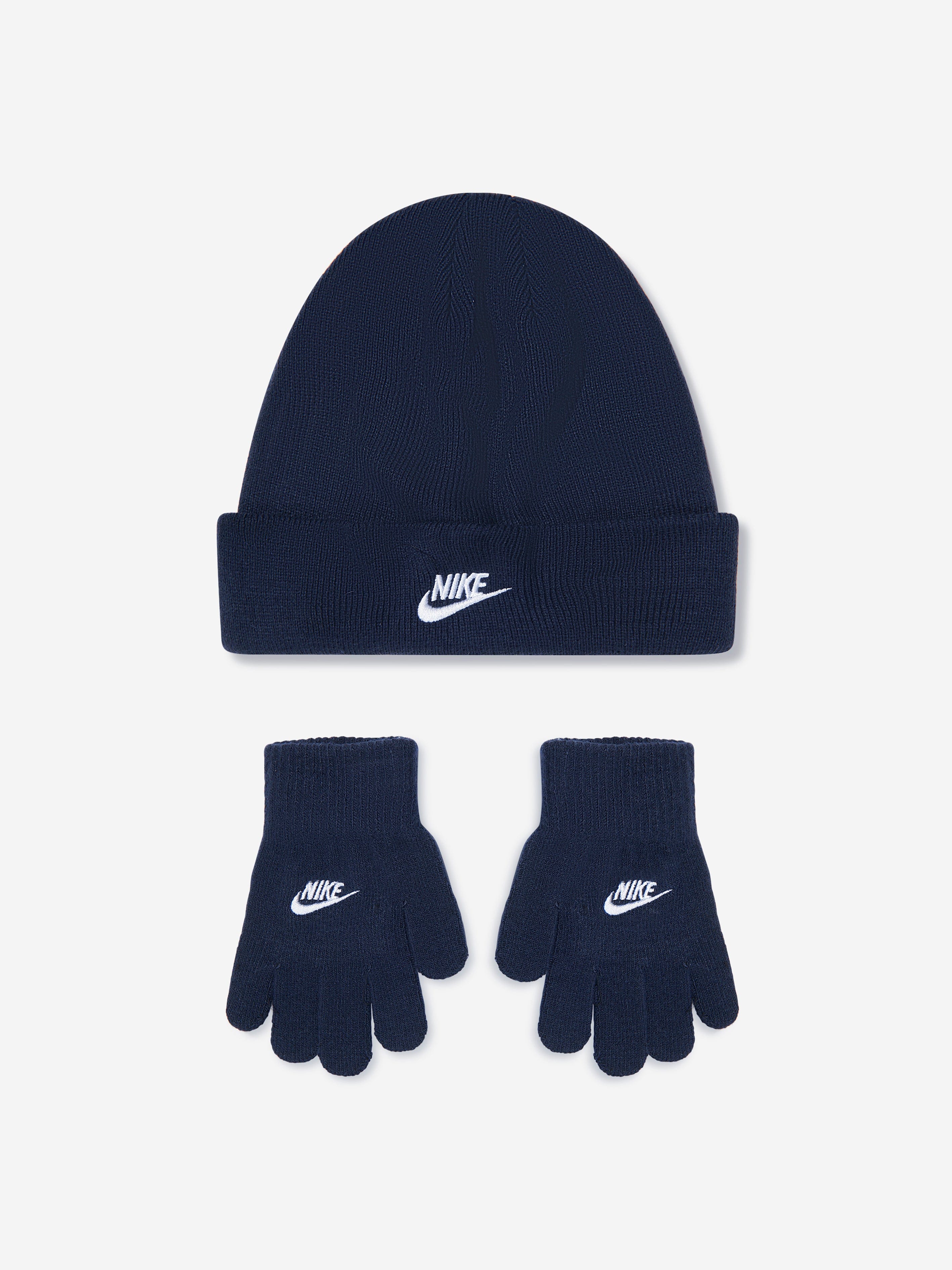 Nike Boys Futura Beanie Hat And Gloves Set in Navy Free Shipping In China