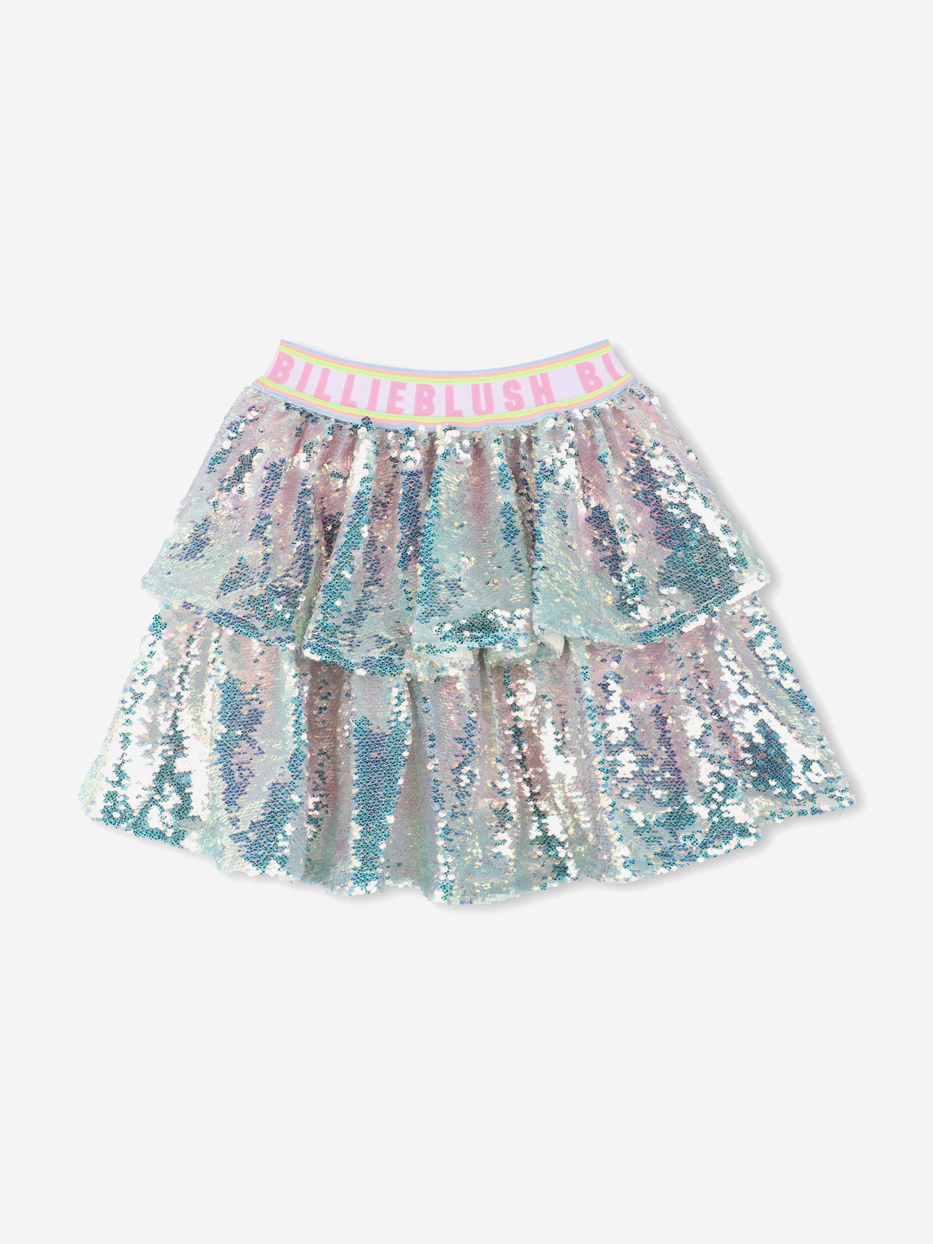 Girls Sequin Ruffle Skirt in Blue Pictures Cheap Online