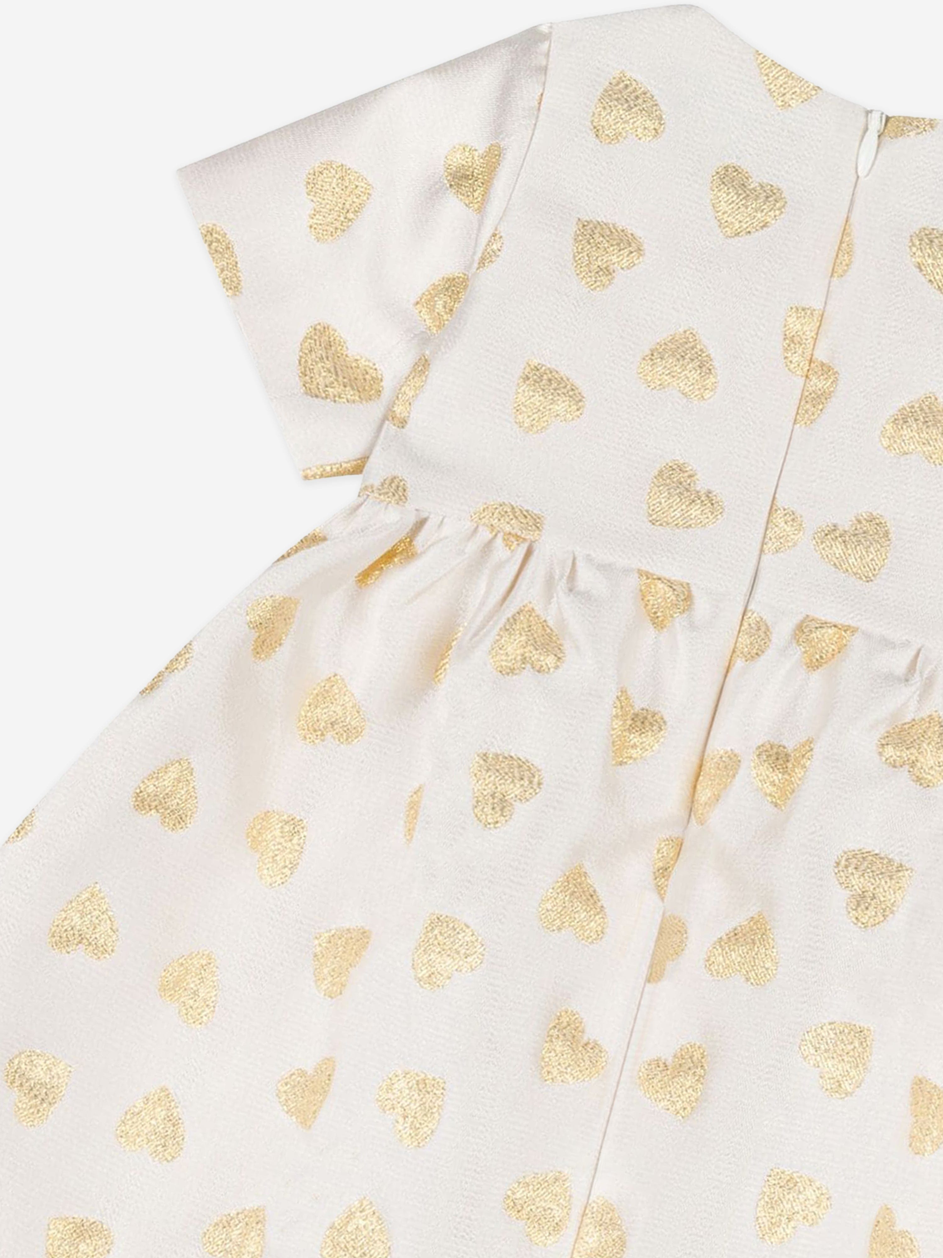Moschino Baby Girls Hearts Dress in Ivory Clearance With Mastercard