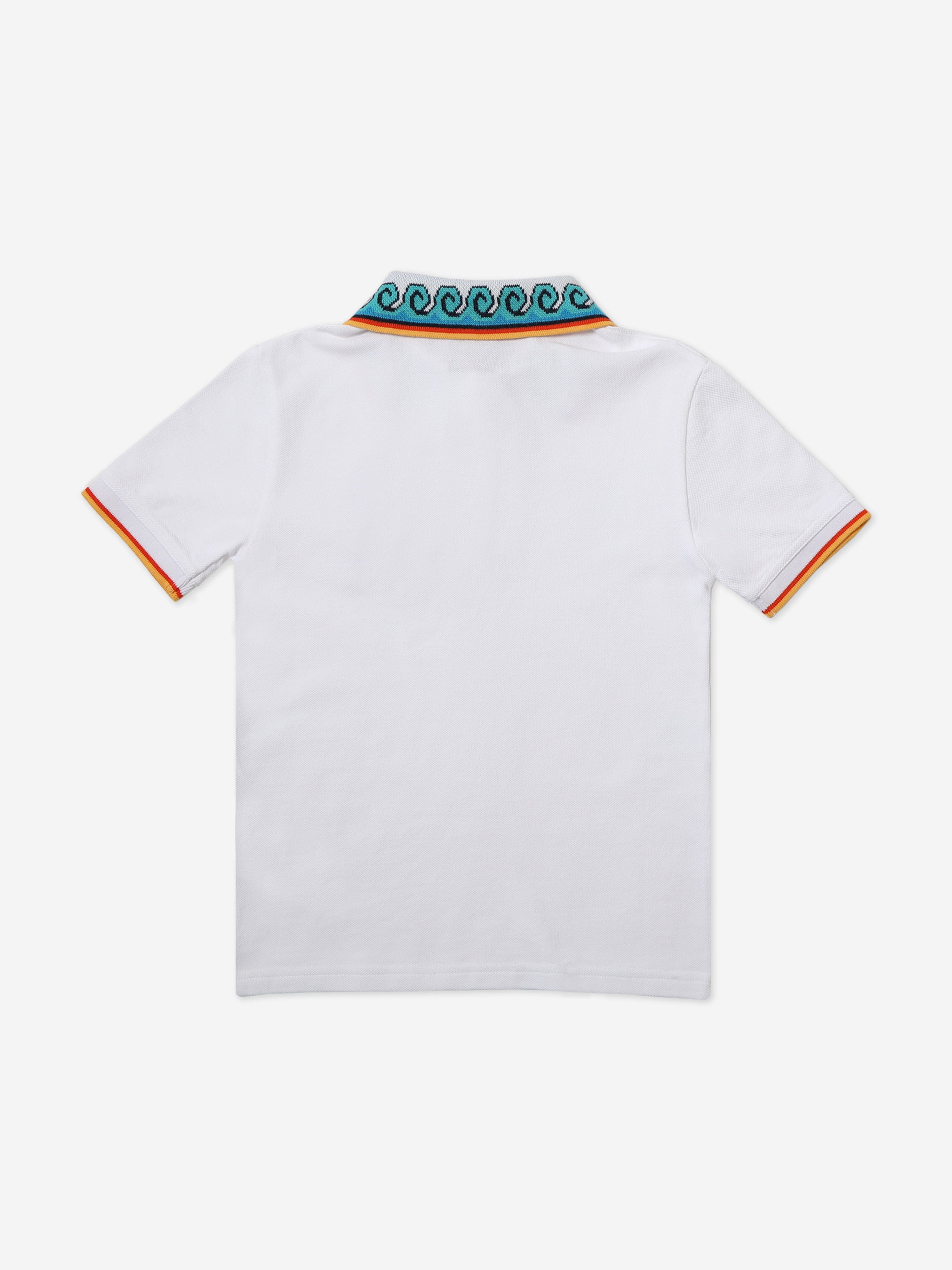 Casablanca Kids Greco Wave Polo Shirt in White Free Shipping Cheap Pice