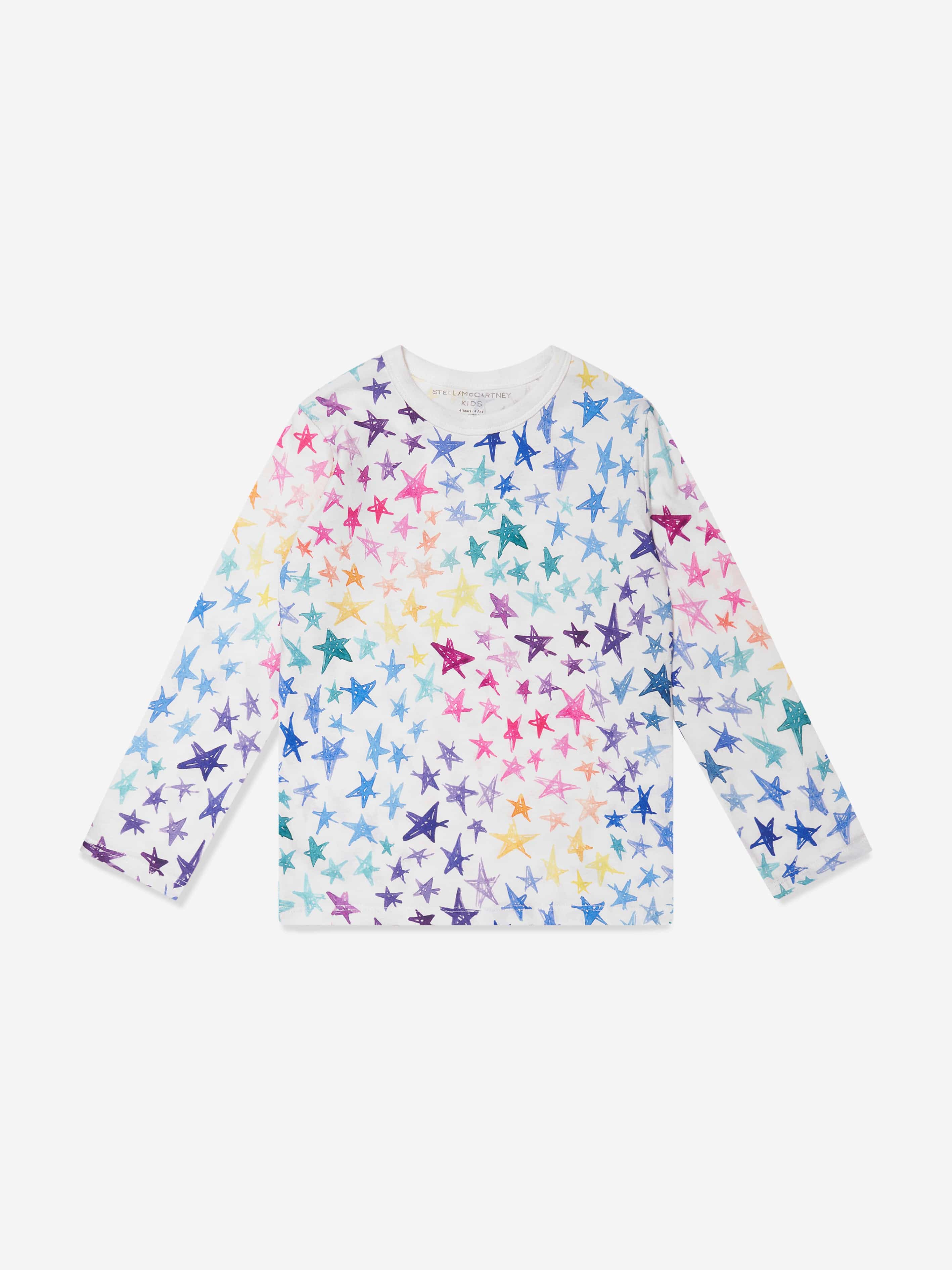 Stella McCartney Girls Long Sleeve Star T-Shirt in Ivory Cheap 100% Original