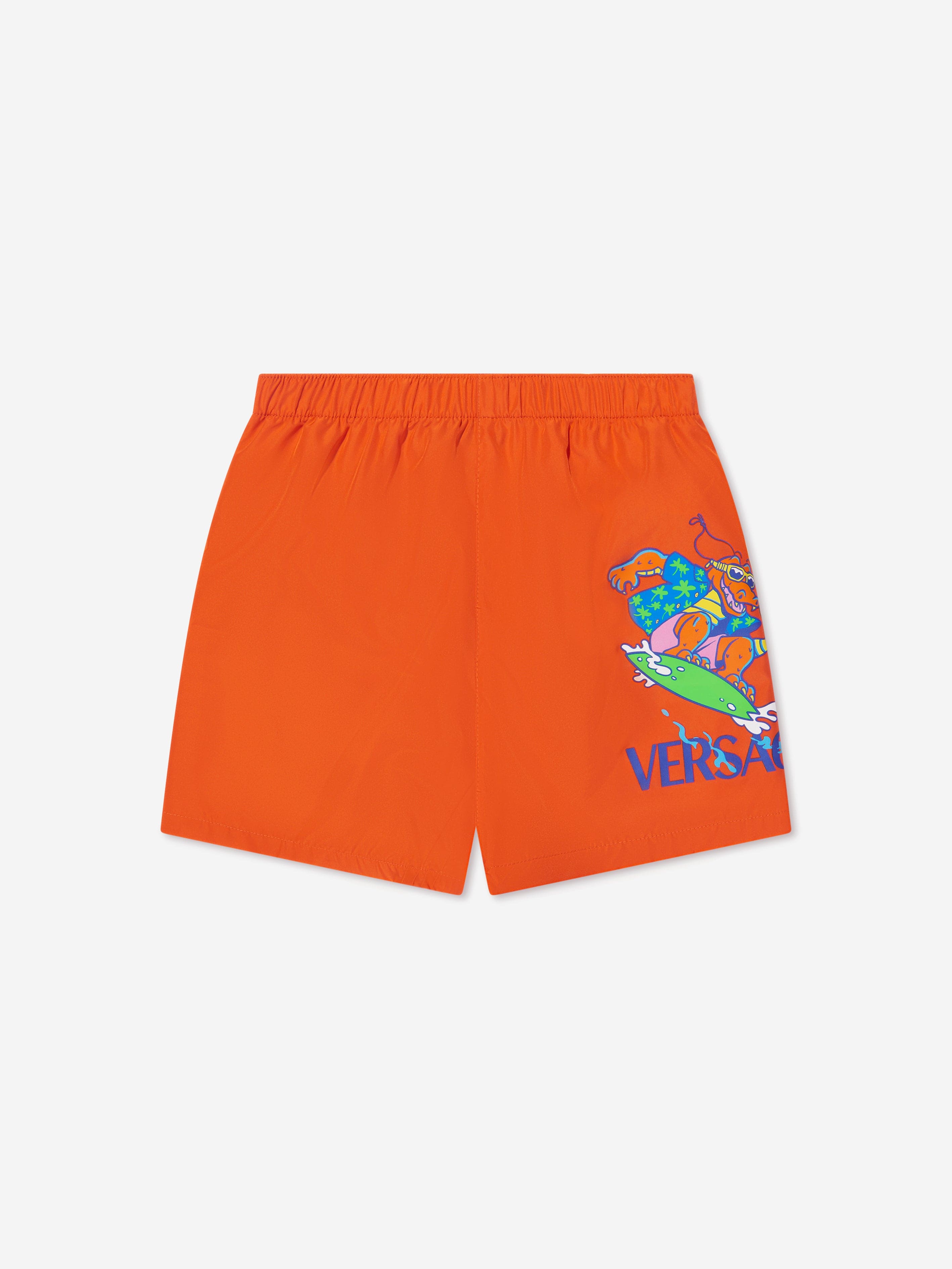 Versace Boys Crocodile Swim Shorts in Orange Cheap The Cheapest