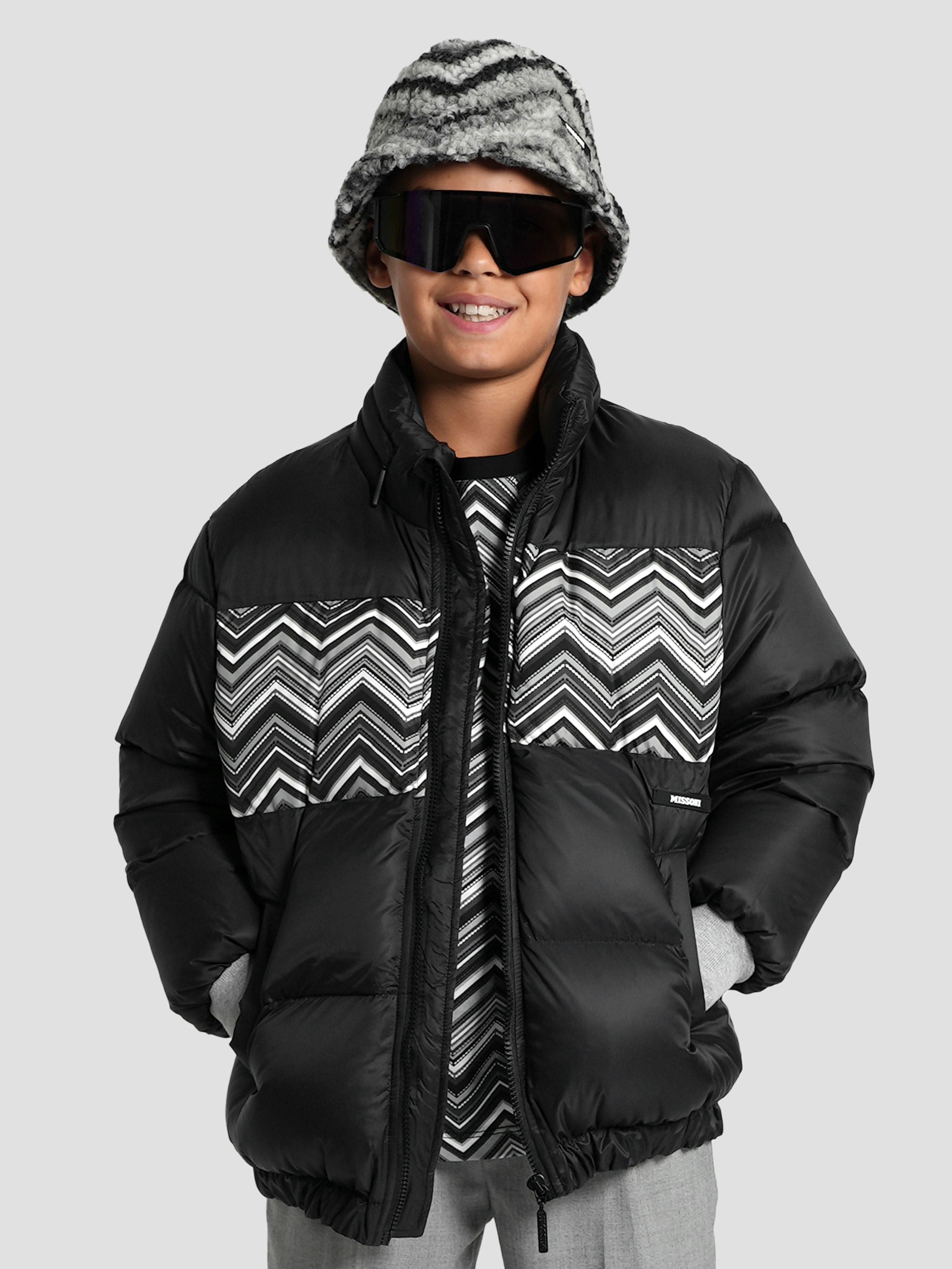 Missoni Kids Zigzag Puffer Jacket in Black Reliable
