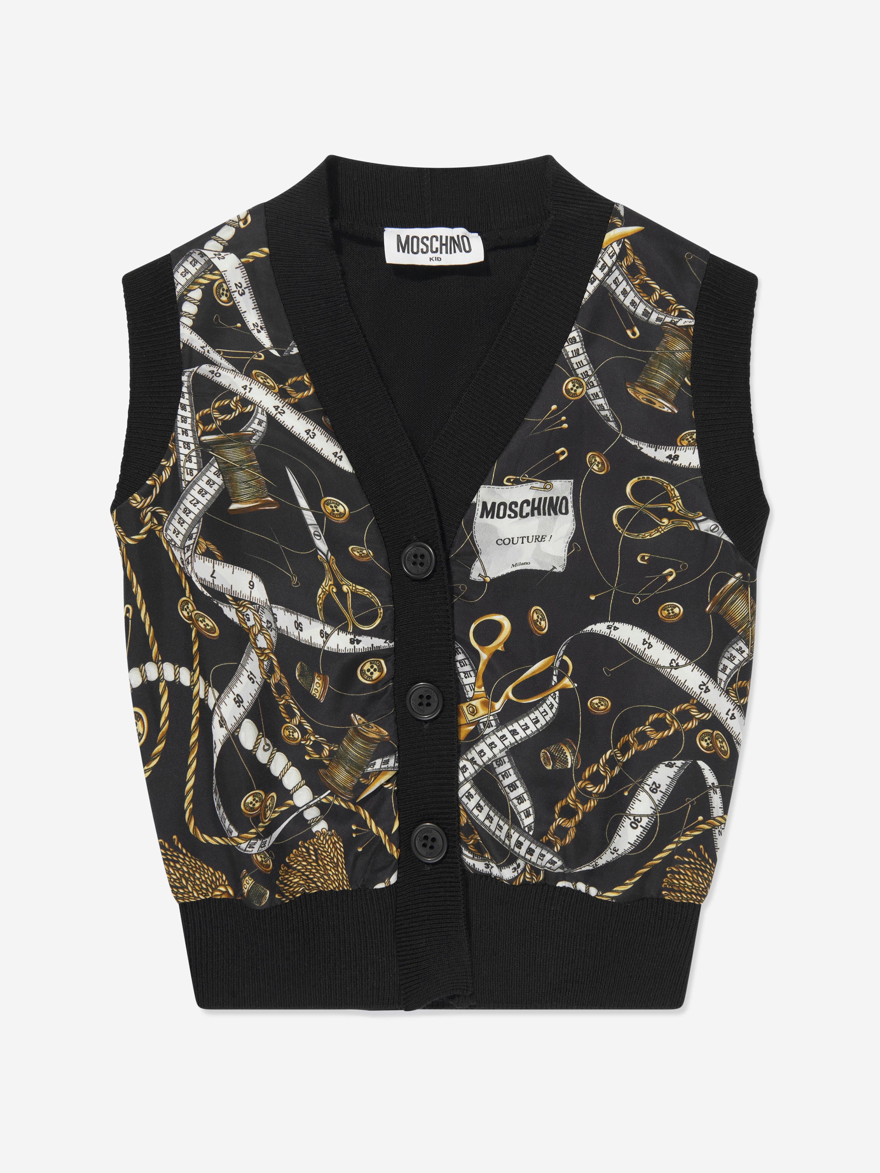 Moschino Girls Wool Knitted Gilet in Black Cheap Cheap Online