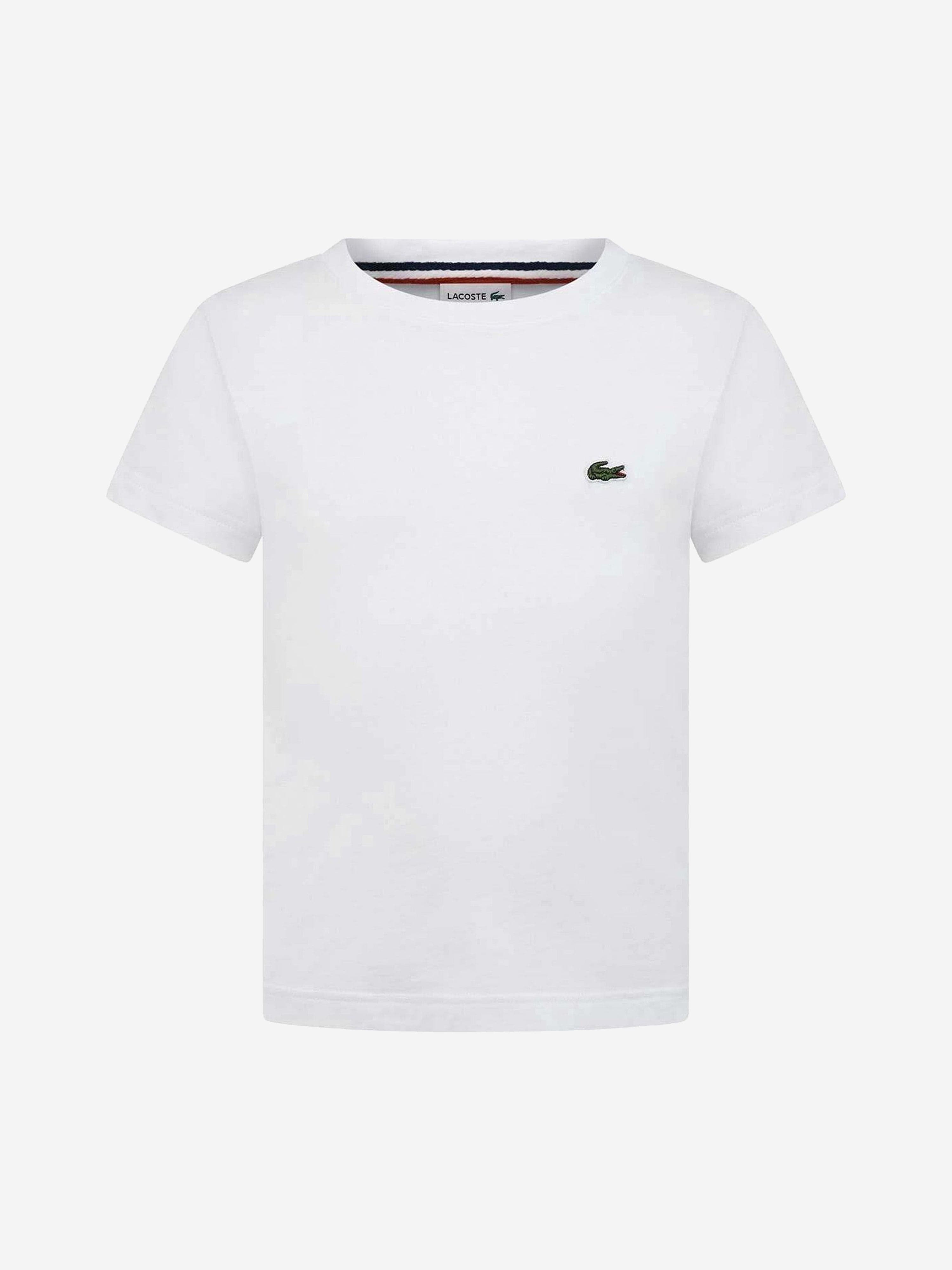 Lacoste Boys Logo T-Shirt in White Sale With Credit Card