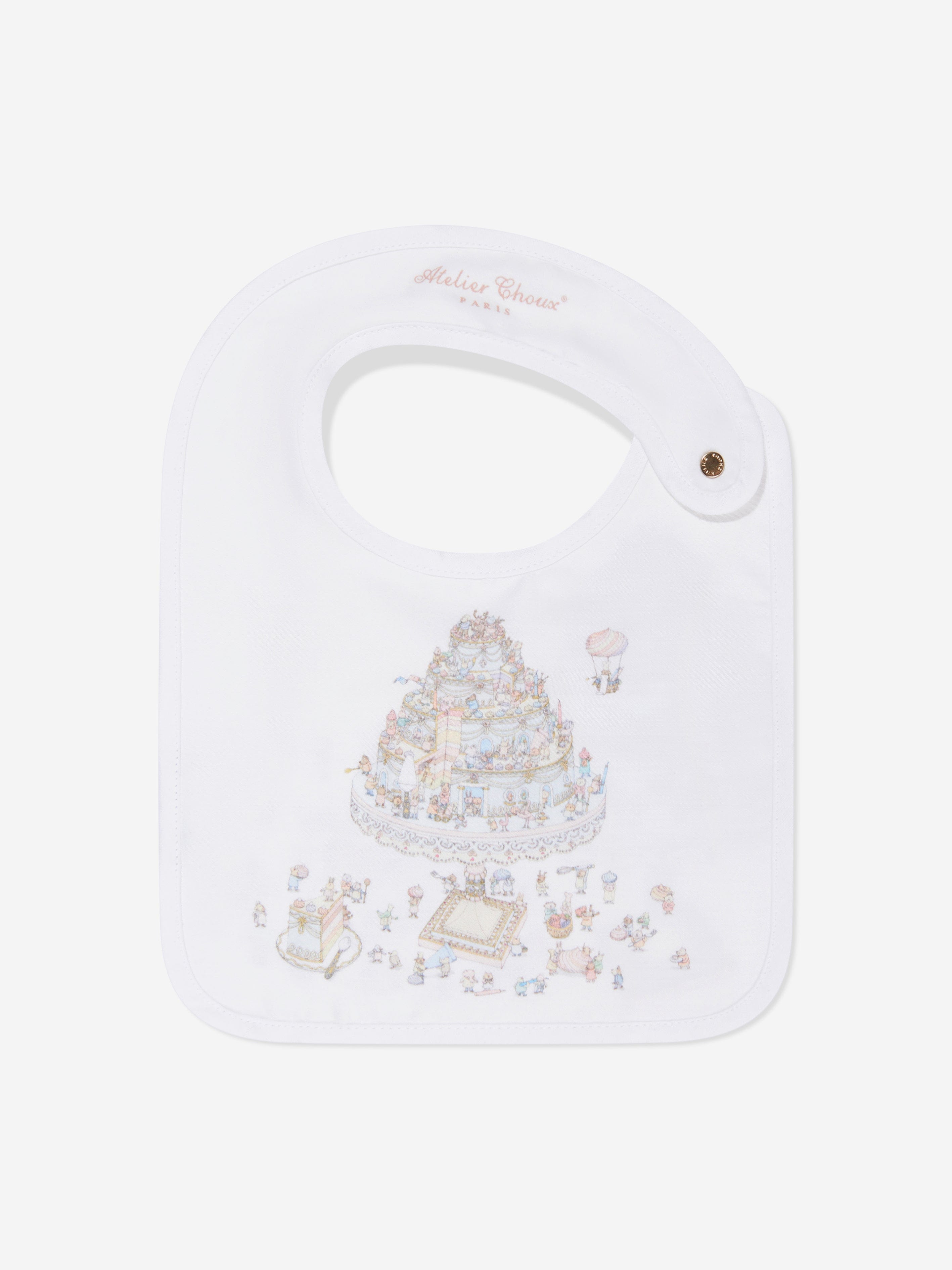 Atelier Choux Baby Le Gateau Carr¨¦ and Satin Bib Set in White Order
