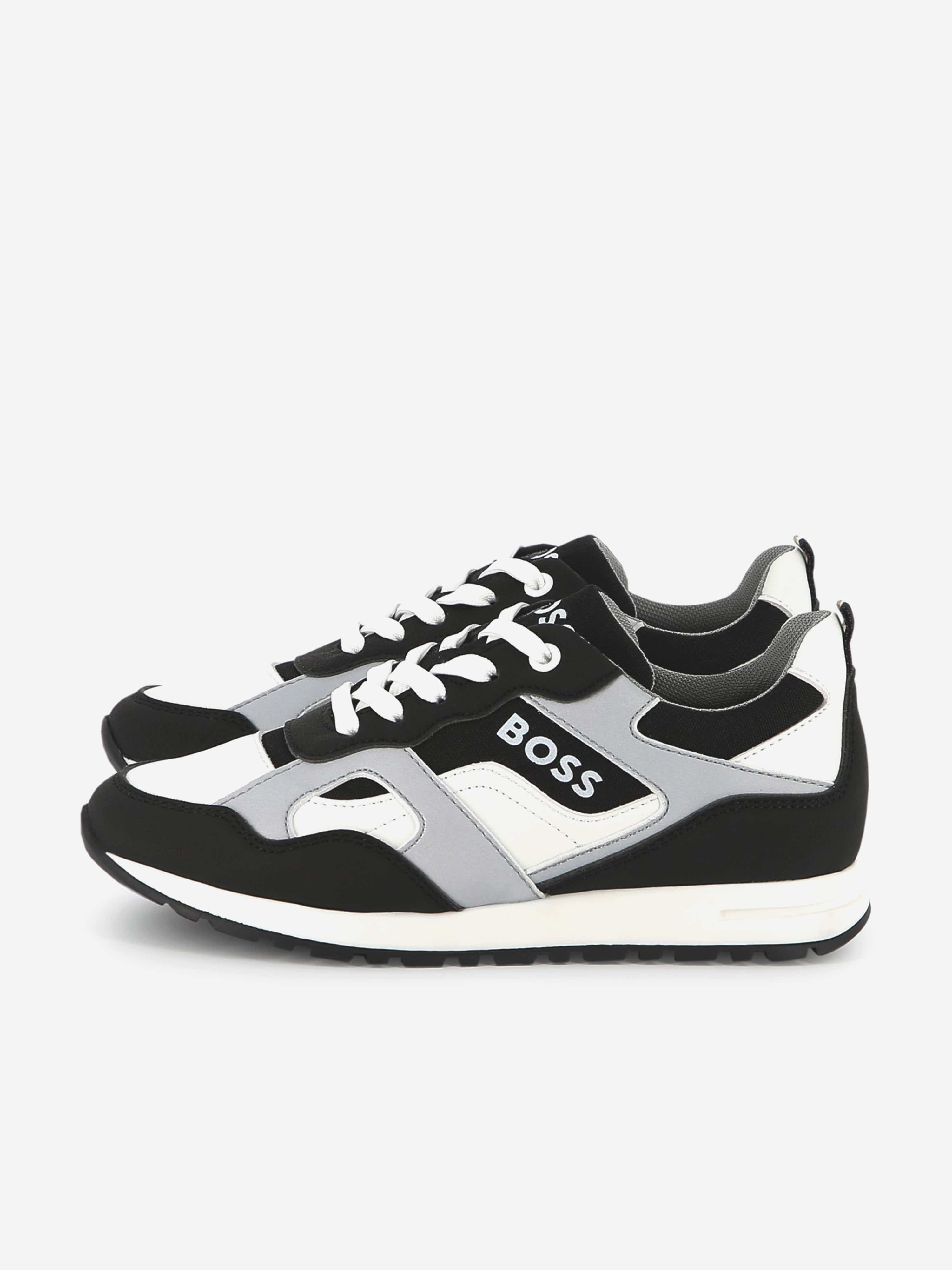 BOSS Boys Lace Up Logo Trainers in Black Choice Online