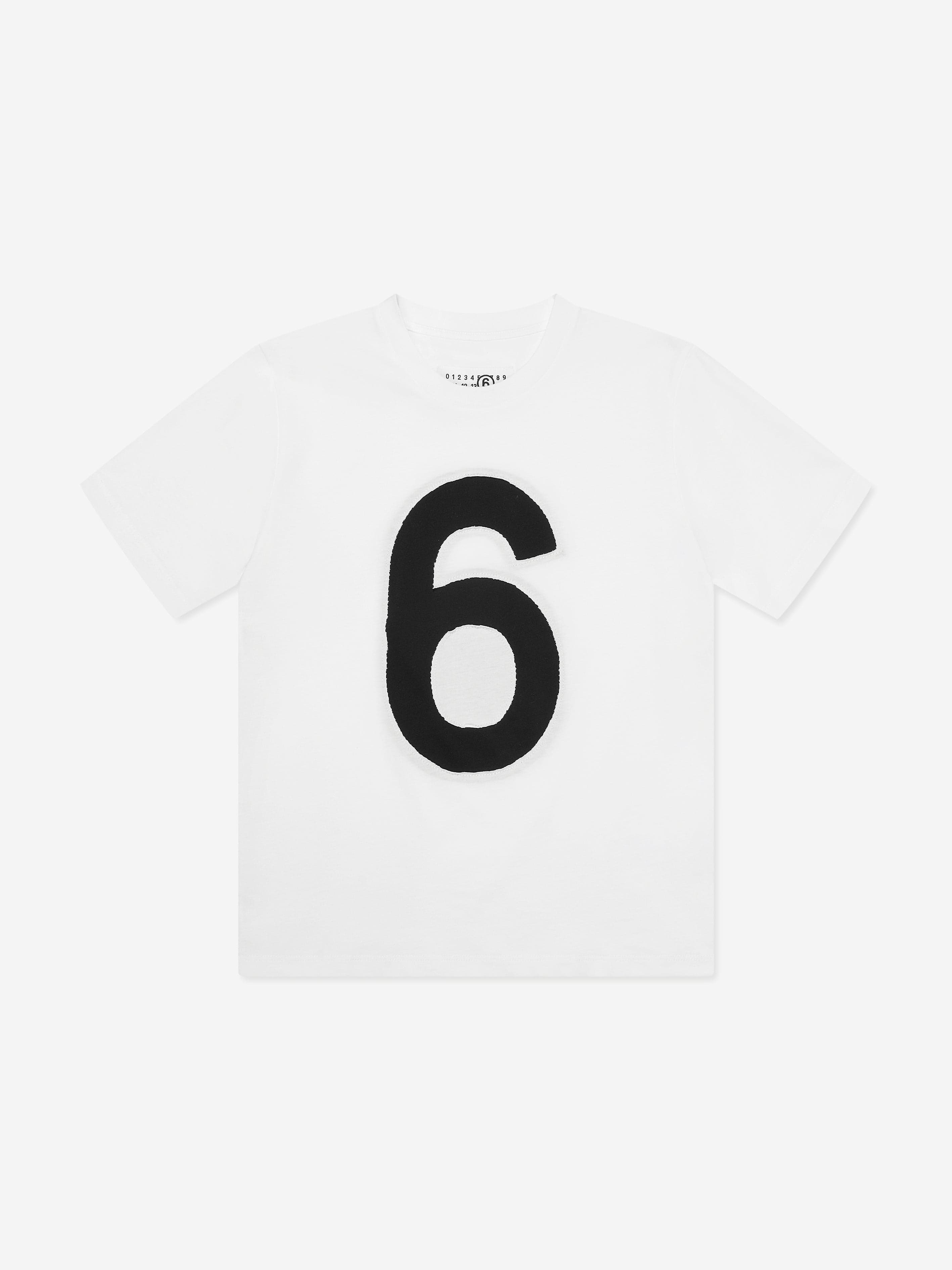 MM6 Maison Margiela Kids 6 Logo T-Shirt in White Free Shipping Release Dates