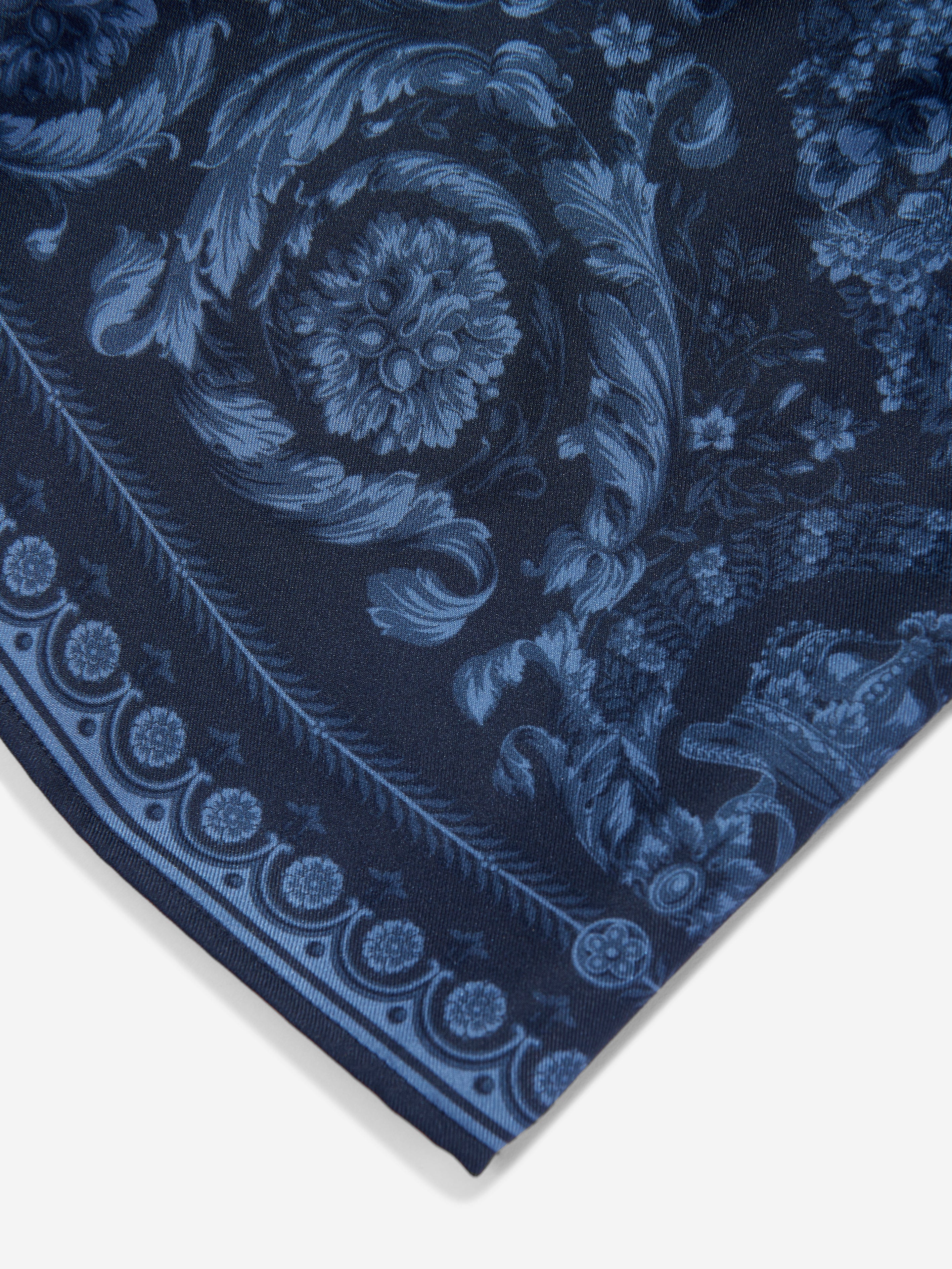 Versace Boys Silk Barocco Shorts in Navy Wholesale Pice