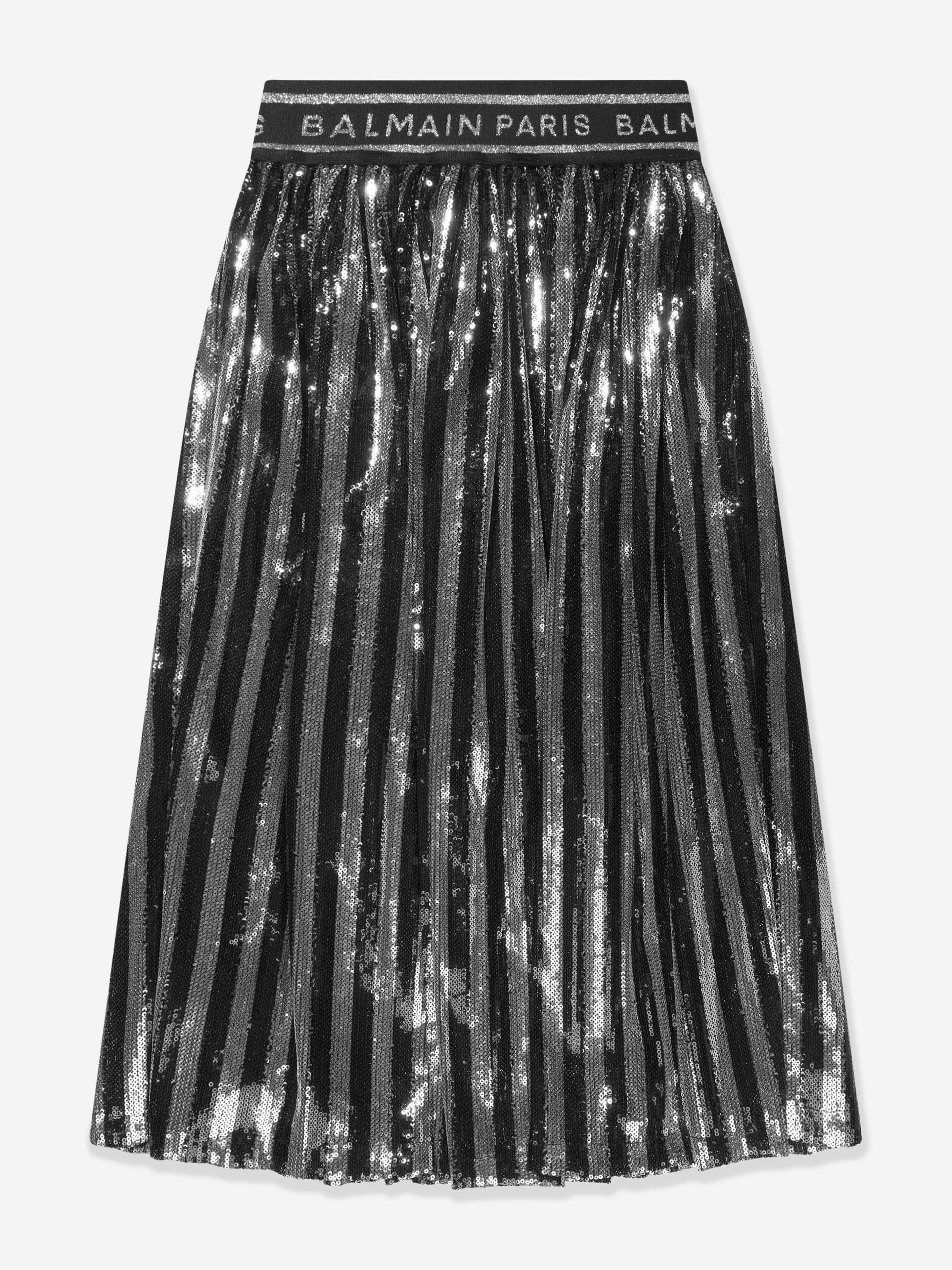 Balmain Girls Pleated Skirt in Silver Free Shipping Looking For
