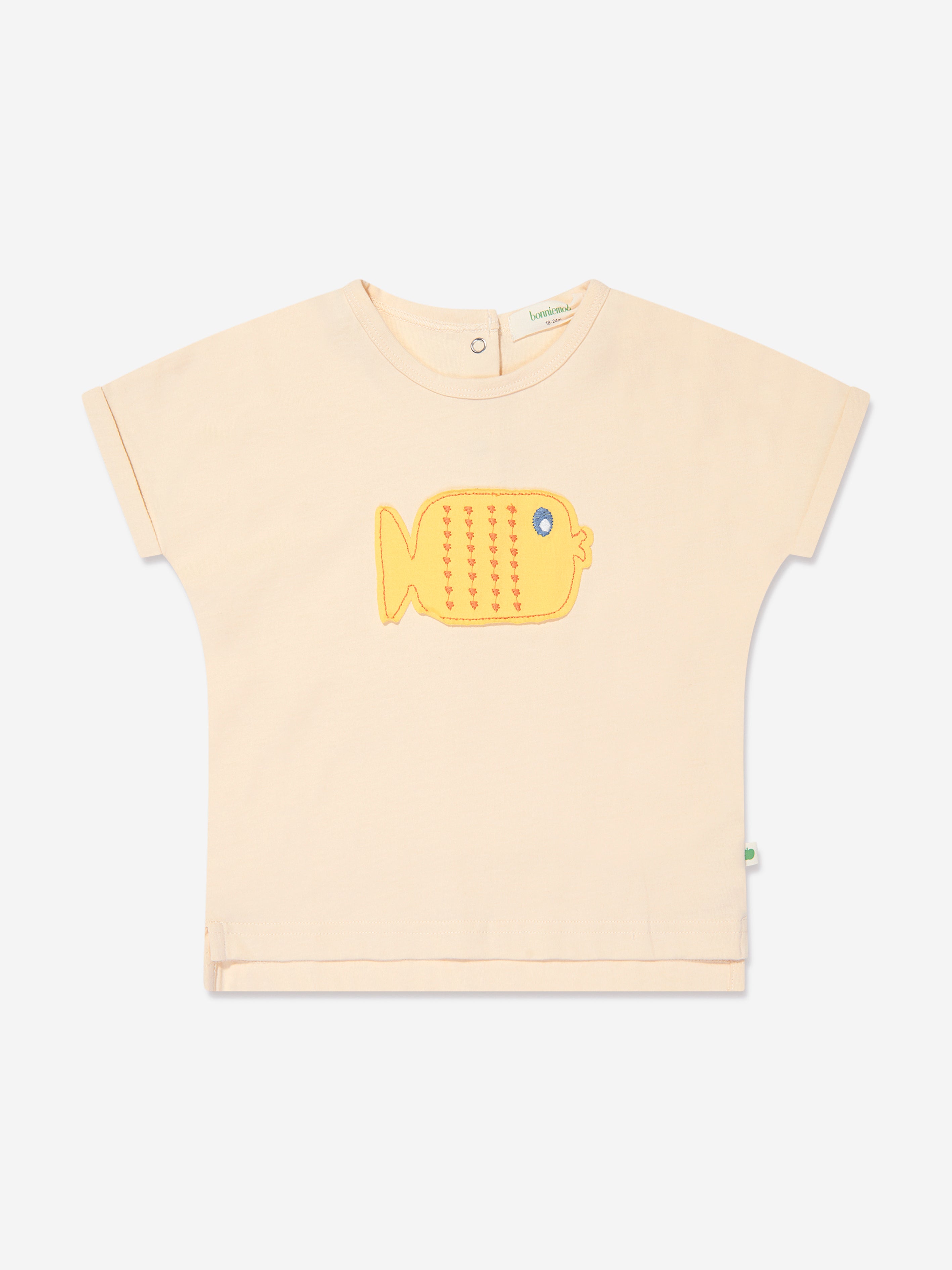 The Bonnie Mob Kids Fish Applique T-Shirt in Ivory Free Shipping High Quality