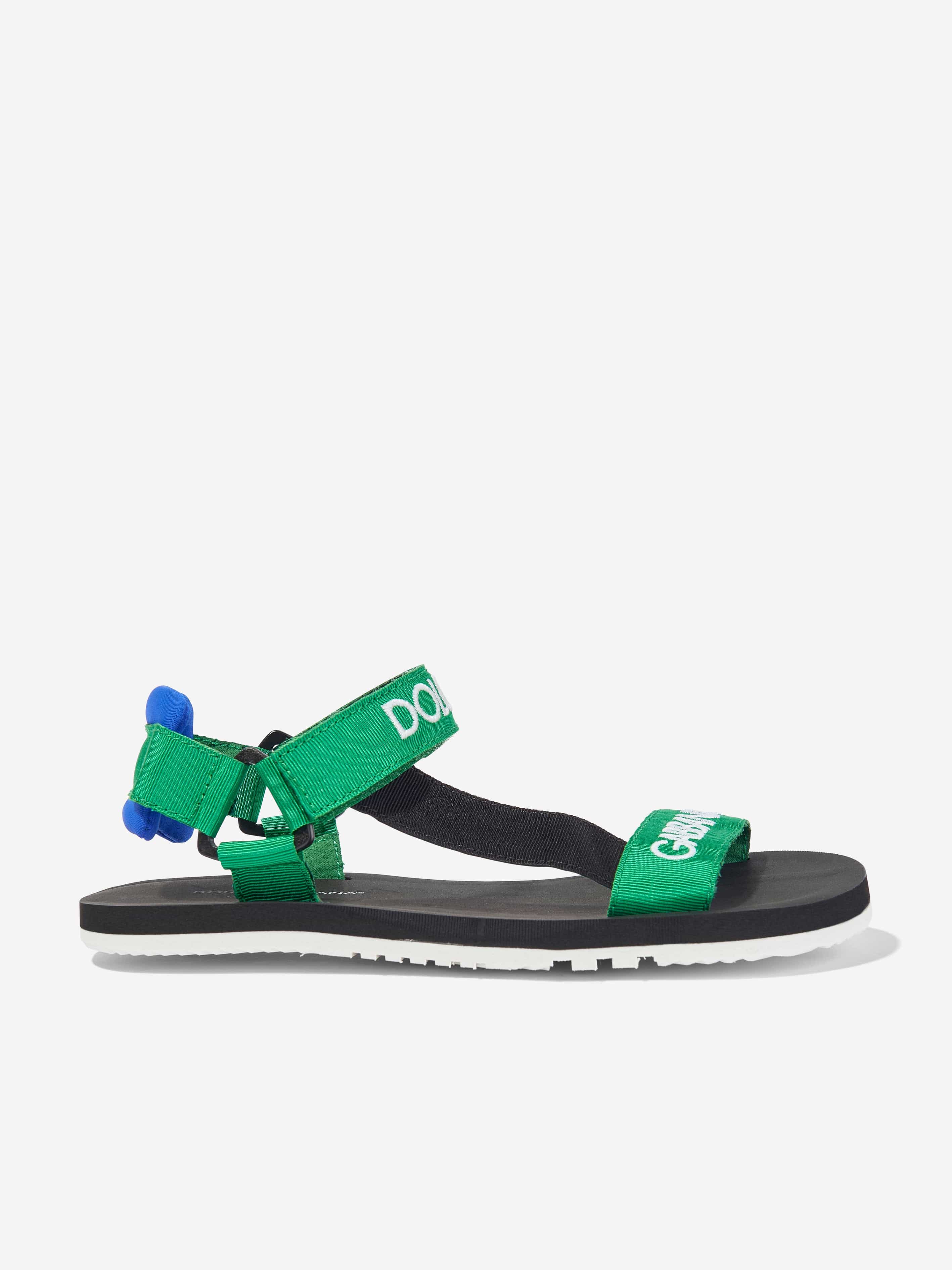 Dolce & Gabbana Boys Logo Strap Sandals in Green Popular