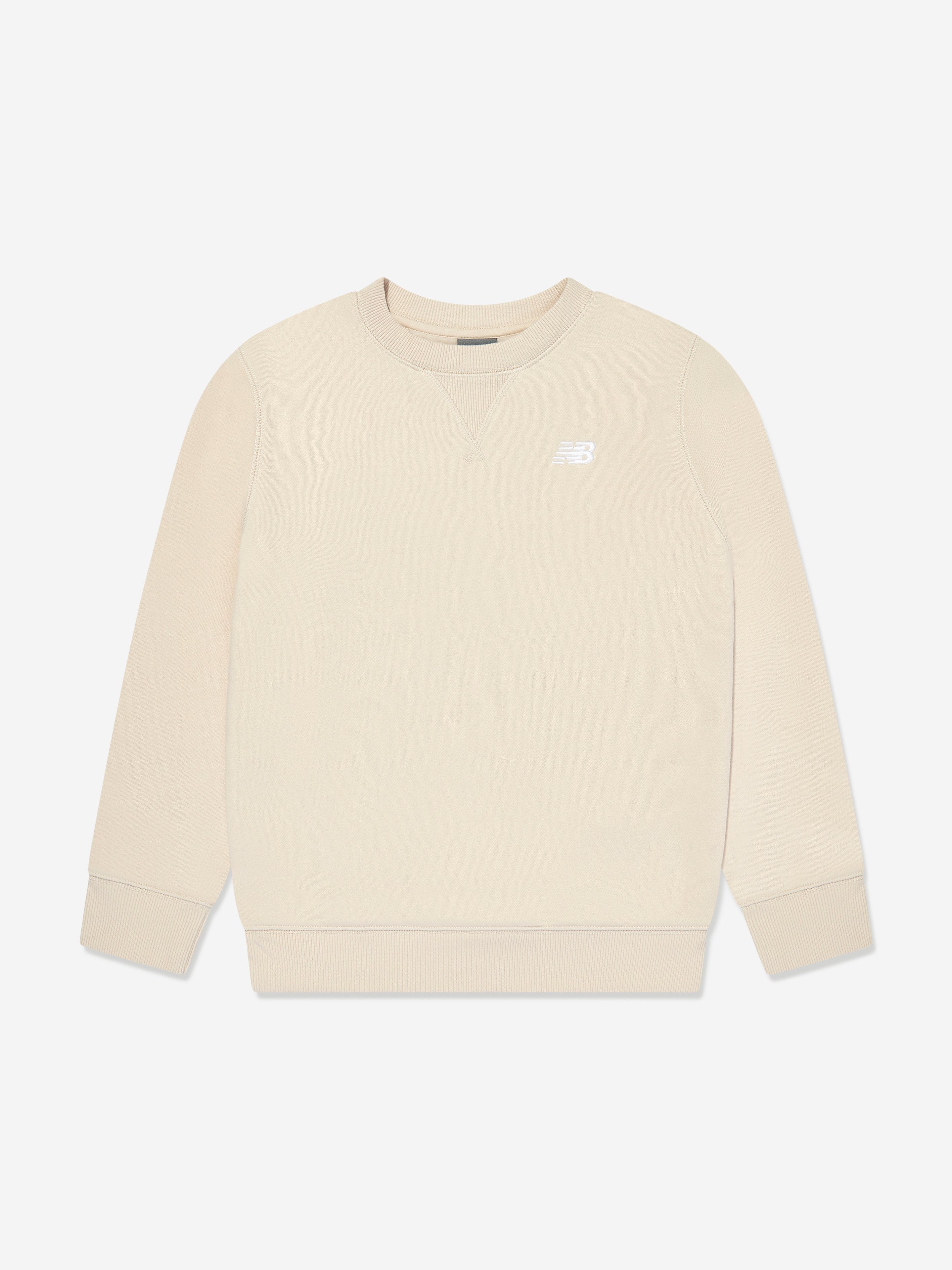 New Balance Boys Brush Back Small Logo Sweatshirt in Beige Low Cost Cheap Pice