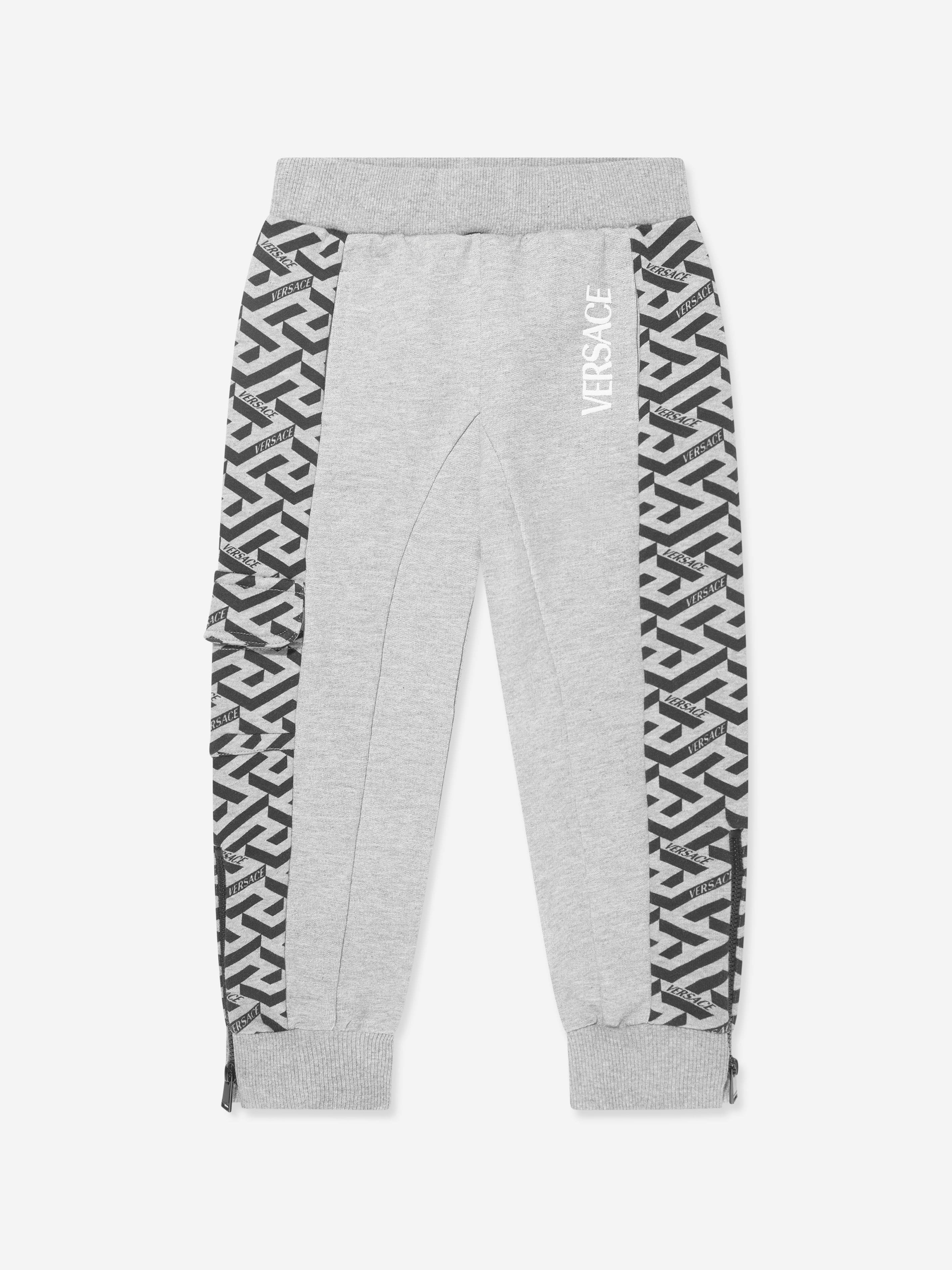 Versace Boys La Greca Logo Joggers in Grey Discount Sale Online