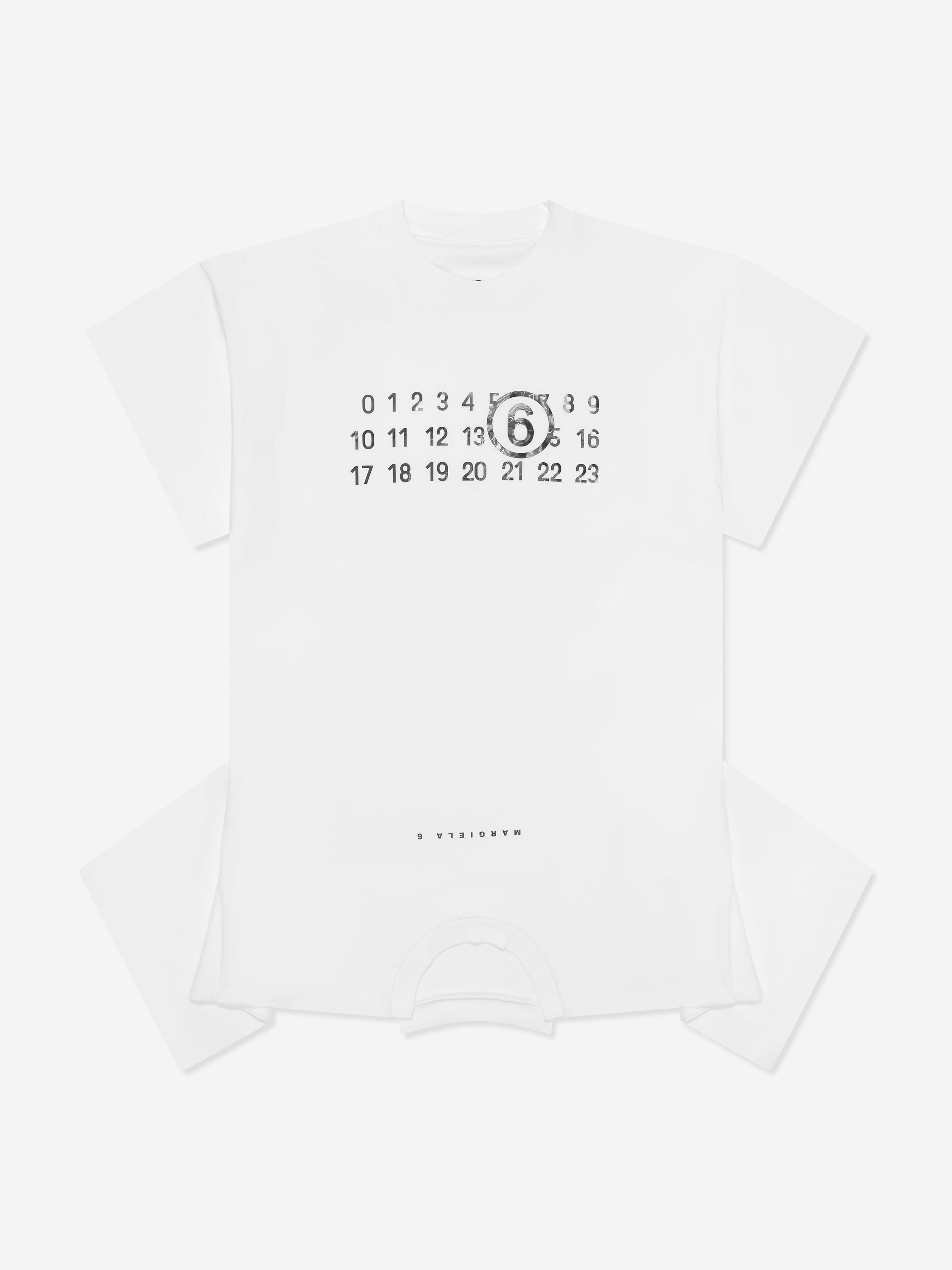 MM6 Maison Margiela Girls Asymmetric T-Shirt Dress in White Outlet Pices