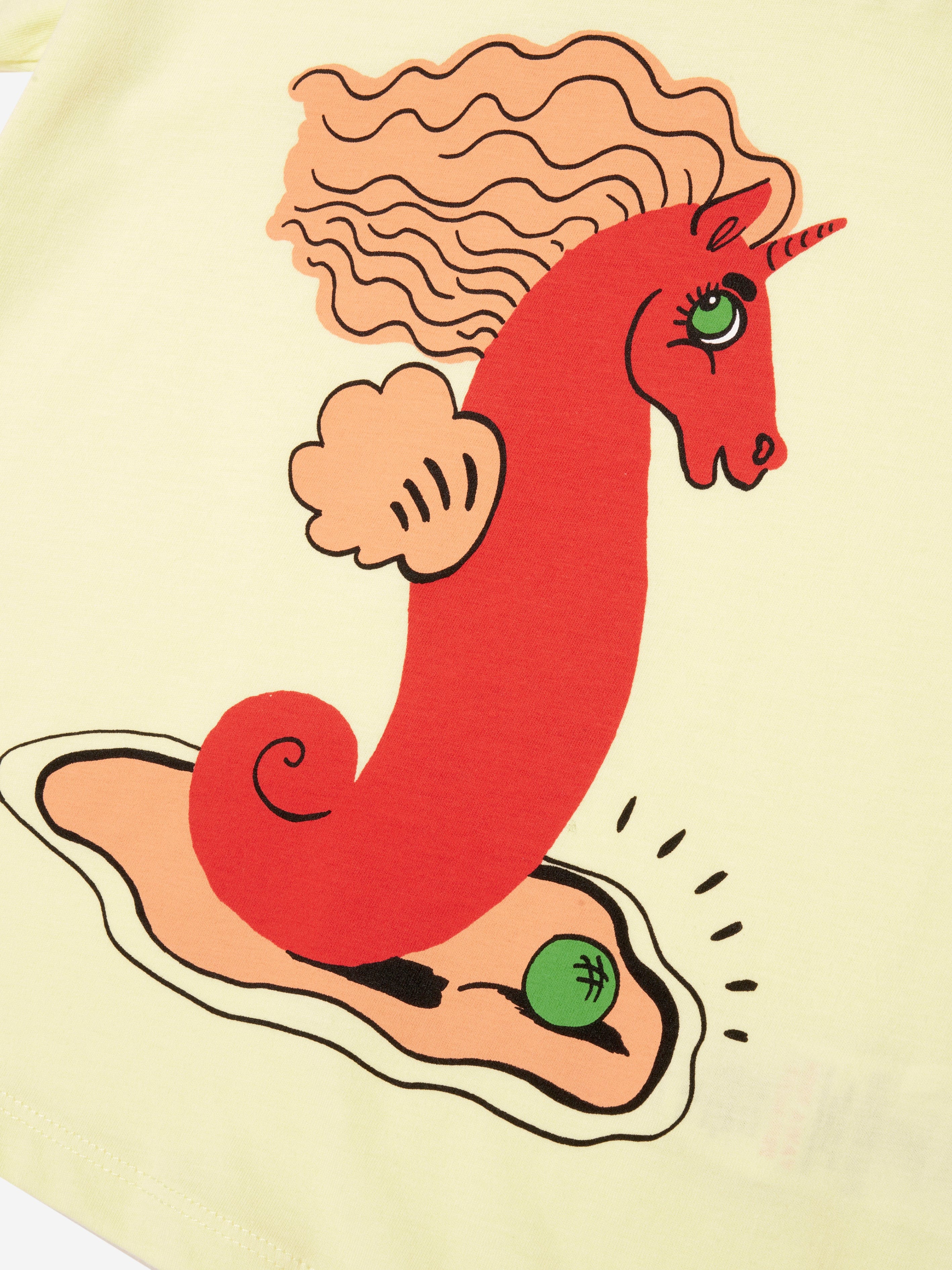 Mini Rodini Kids Unicorn Seahorse T-Shirt in Yellow Outlet With Credit Card