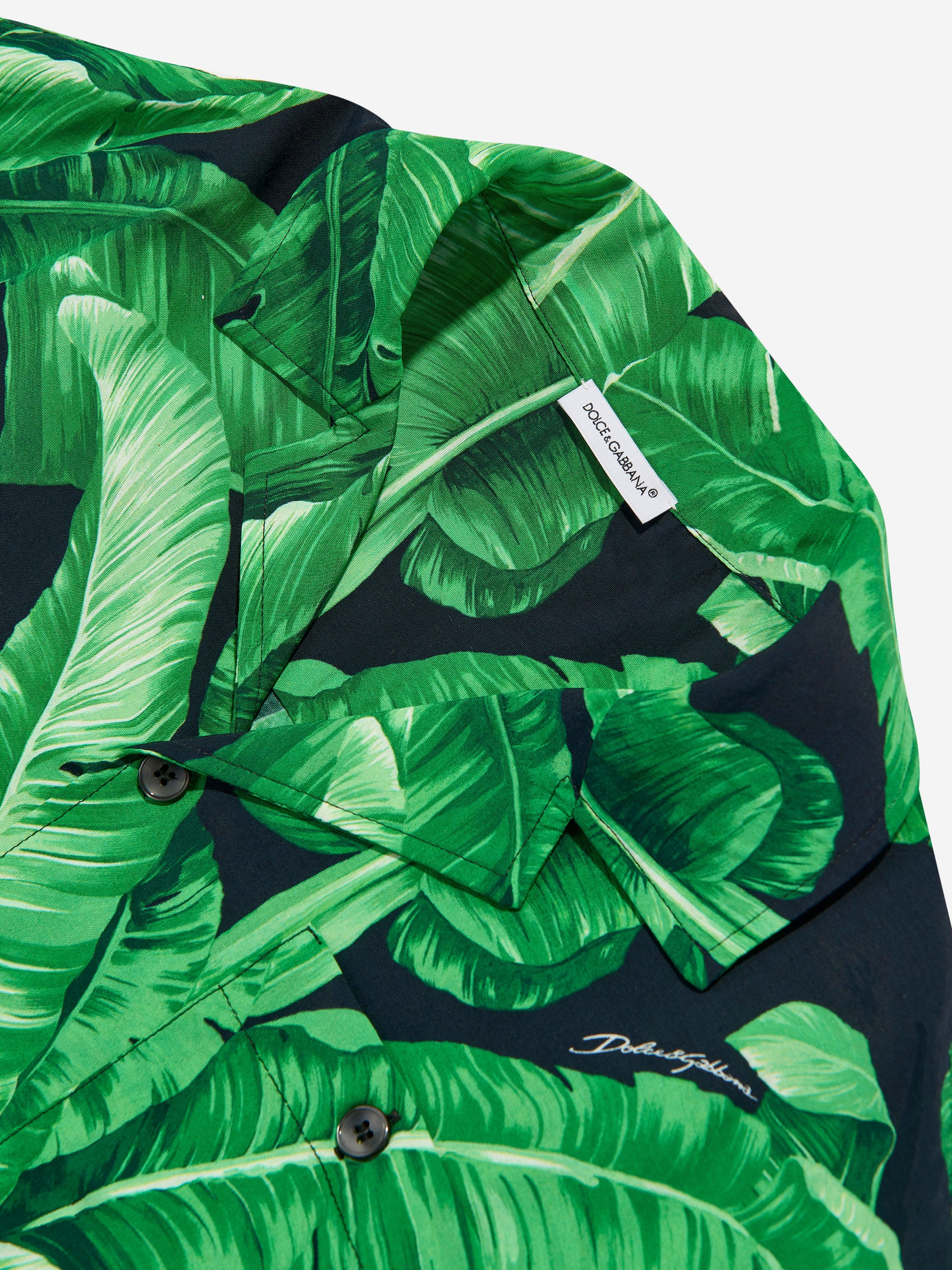 Dolce & Gabbana Boys Banana Leaf Shirt in Green Clearance Online Fake