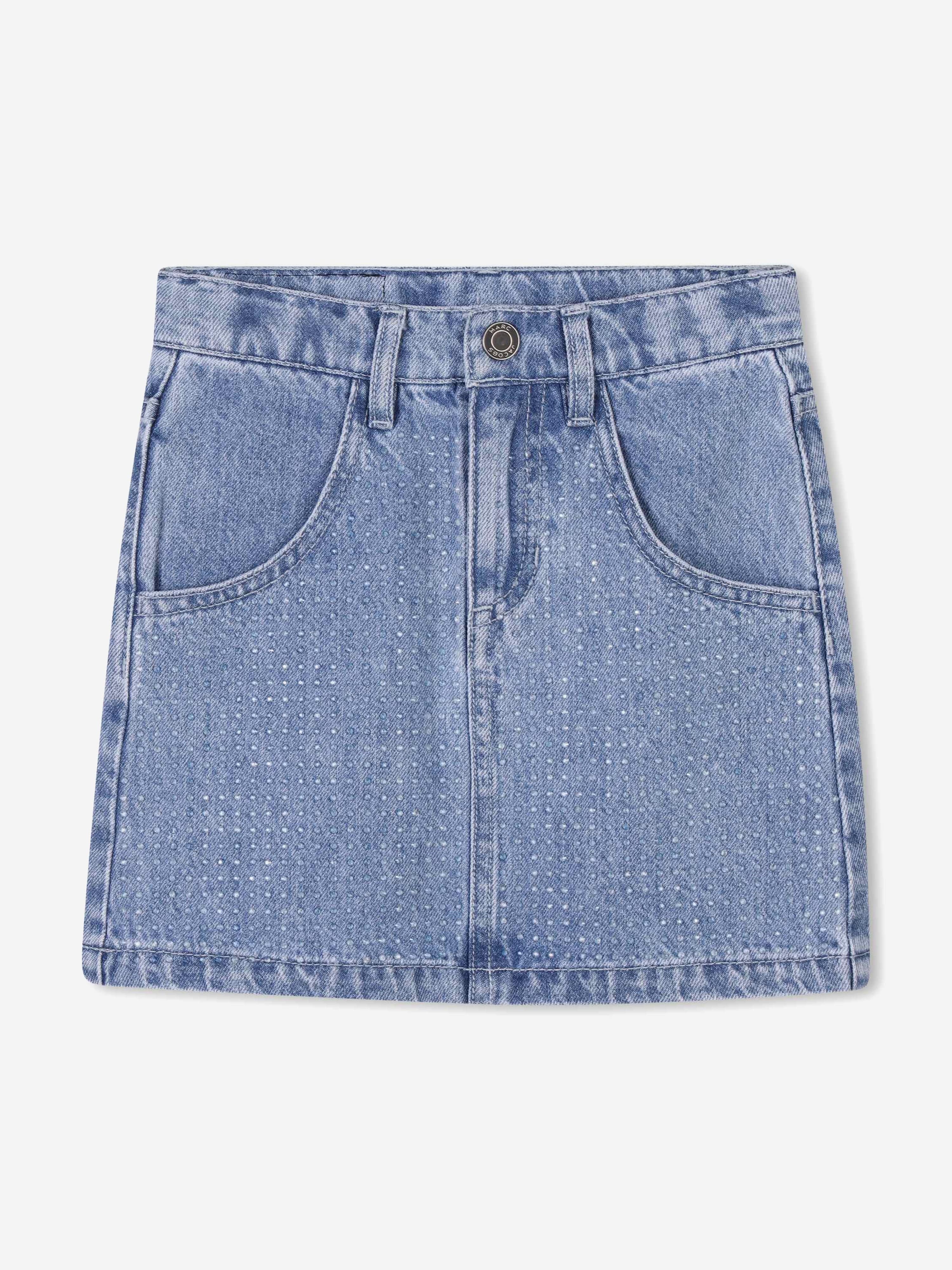 Girls Diamante Denim Skirt in Blue High Quality