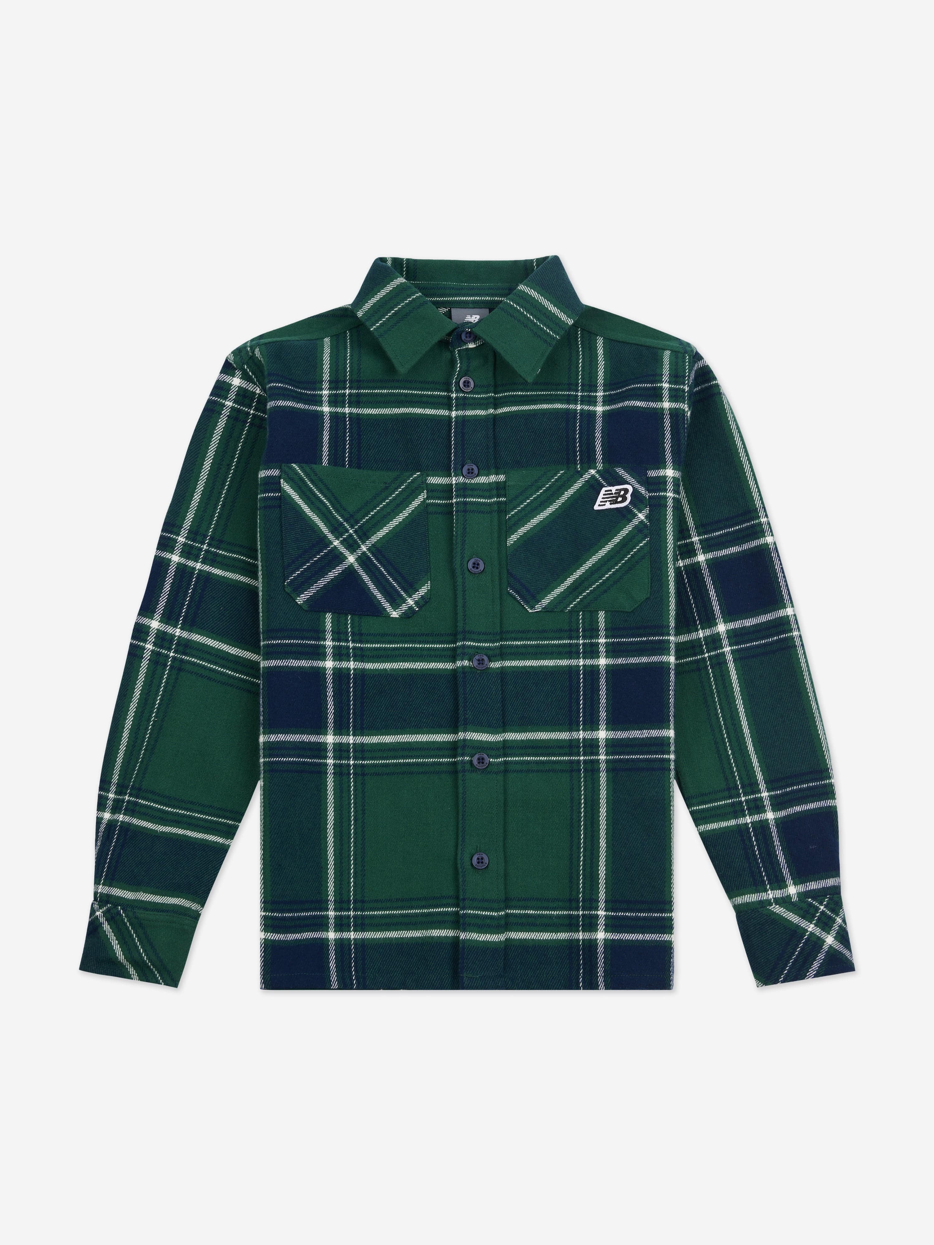 New Balance Boys Premium Checked Shirt in Green Discount From China