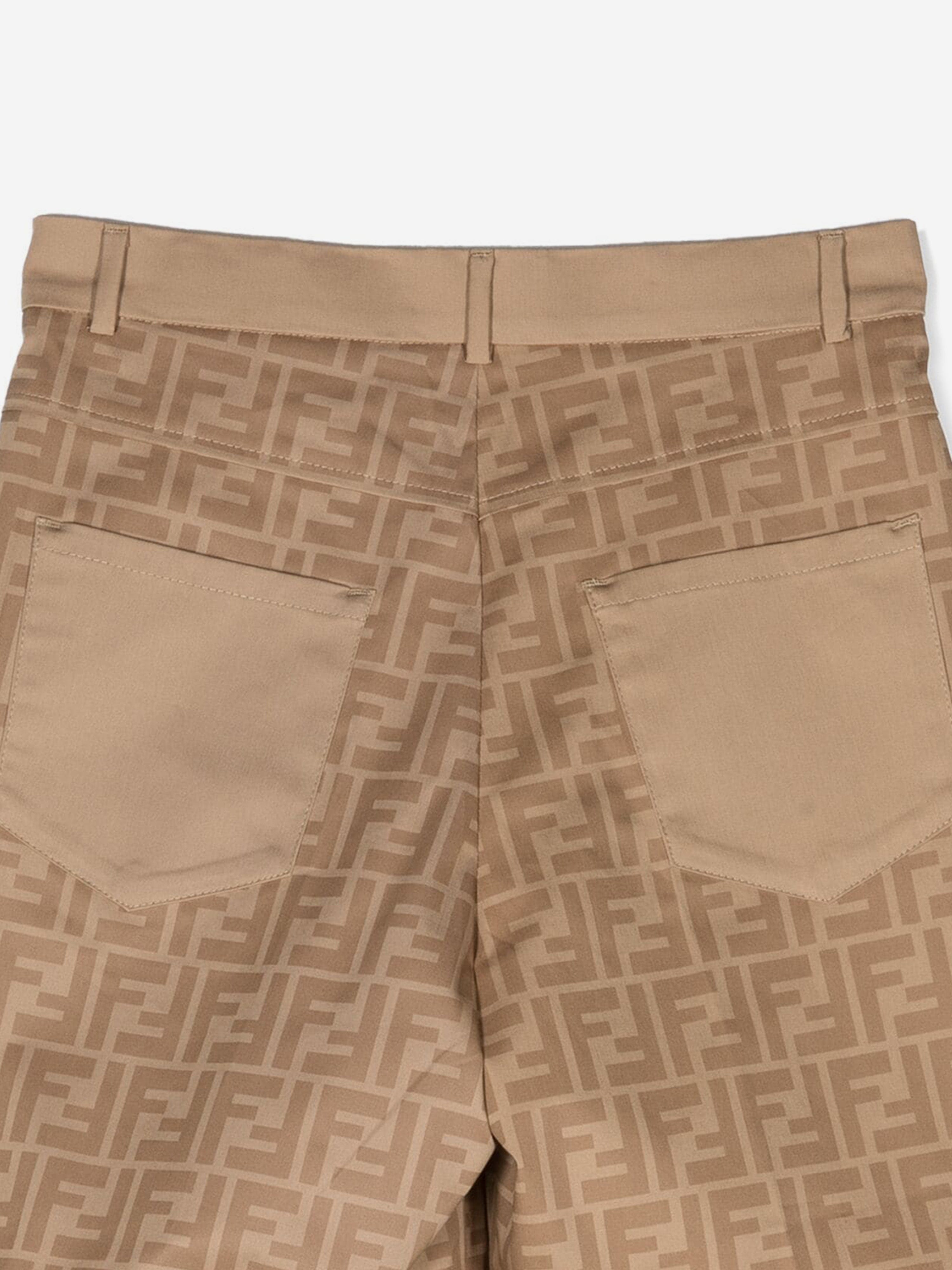 Fendi Boys FF Logo Shorts in Beige 2025 Sale Online