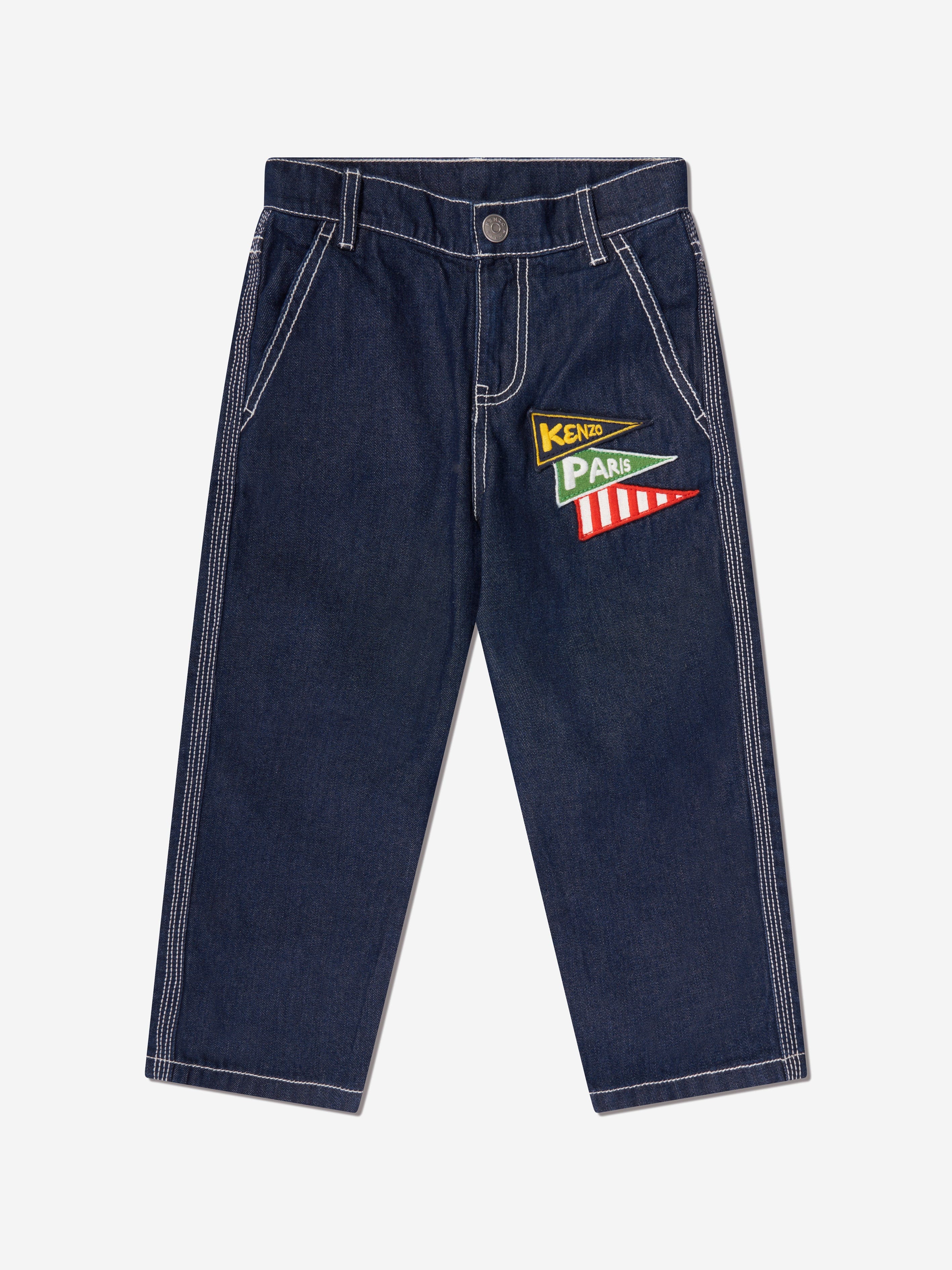 KENZO Boys Jeans With Badges in Blue Outlet Footlocker Finishline