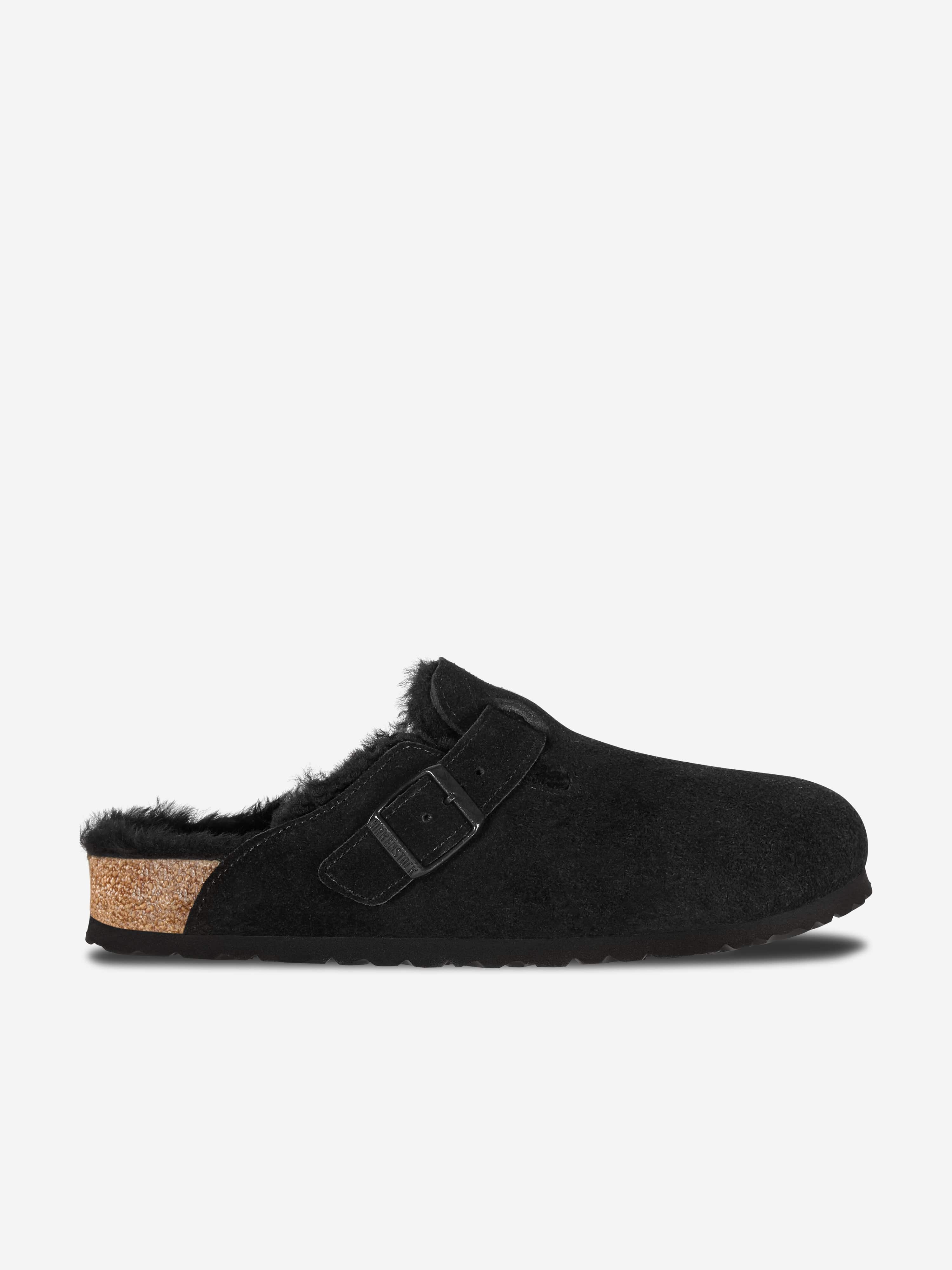 BIRKENSTOCK Boys Boston Shearling Suede Clogs in Black Cheap Sale Professional