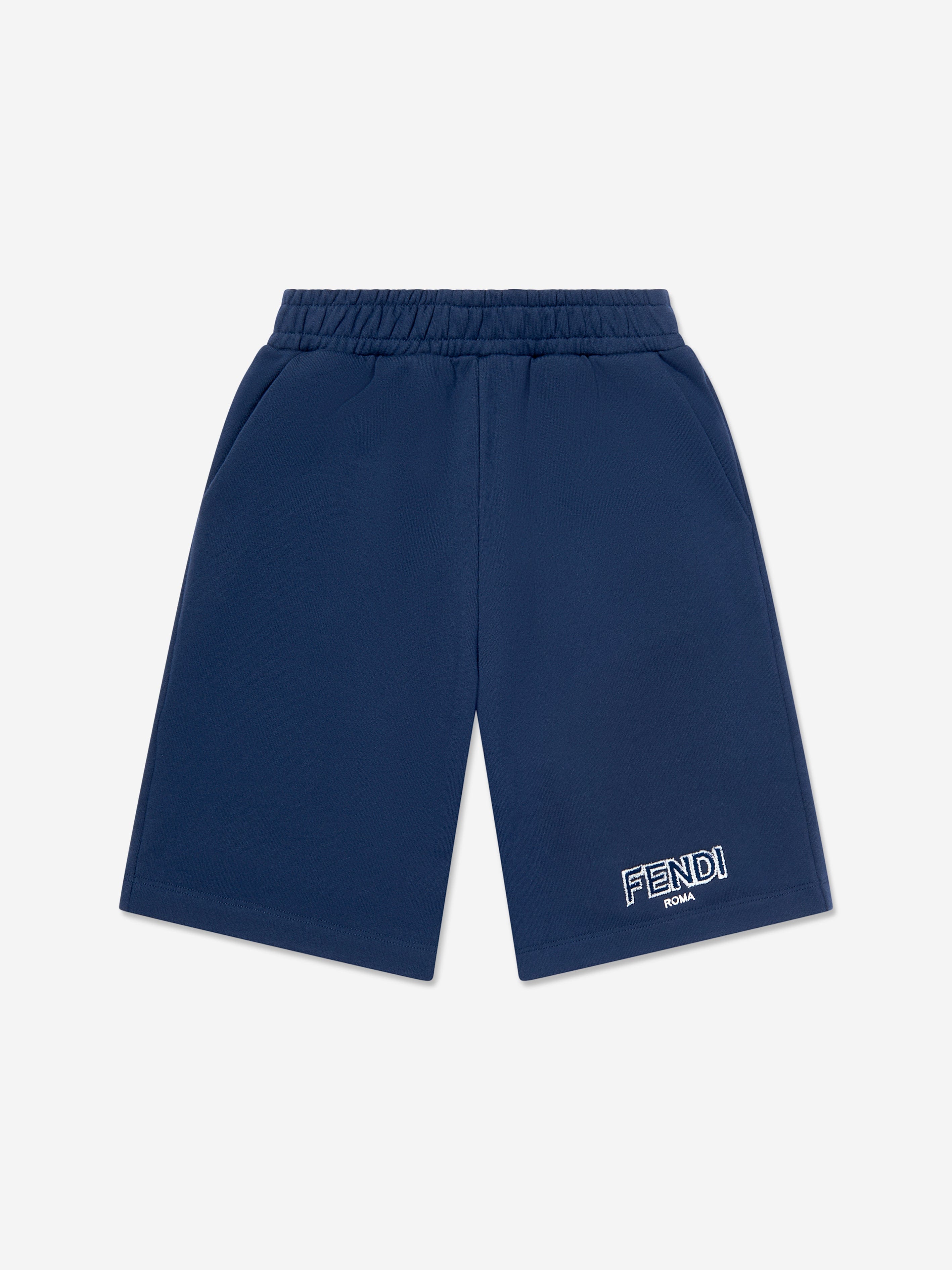 Fendi Boys Logo Bermuda Shorts in Navy Official Cheap Online