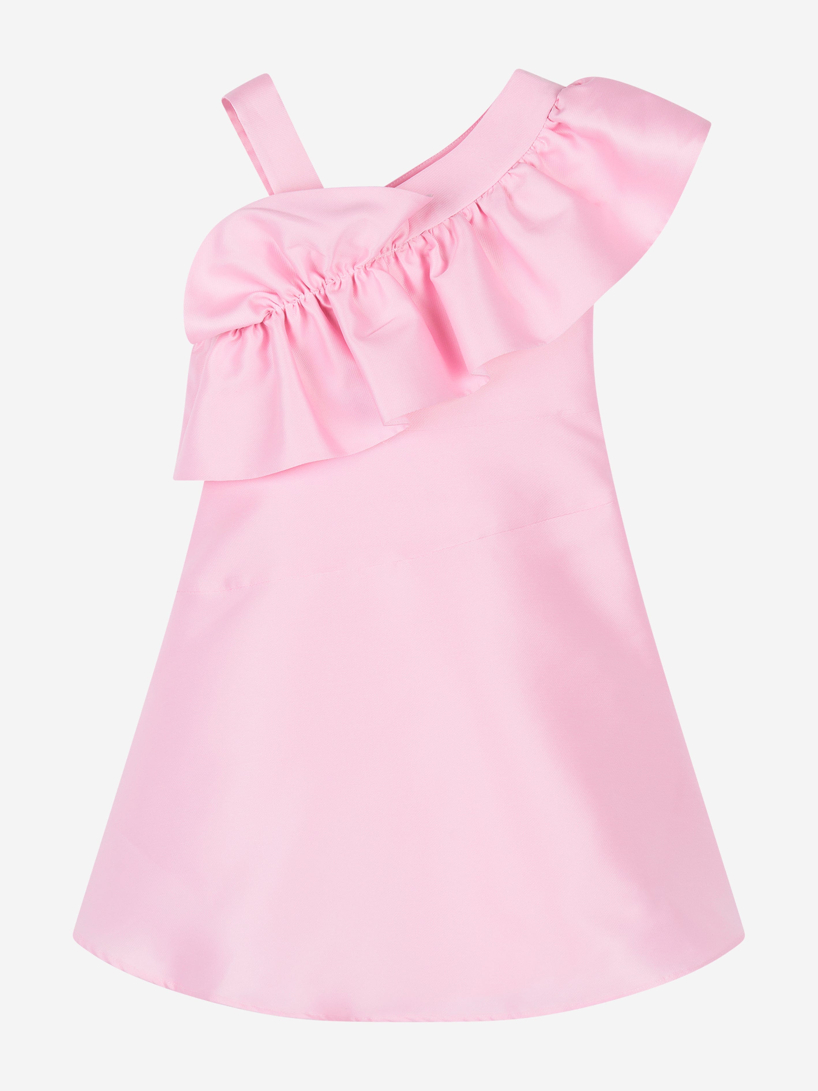 Mama Luma Girls One Shoulder Ruffle Dress in Pink Free Shipping For Sale