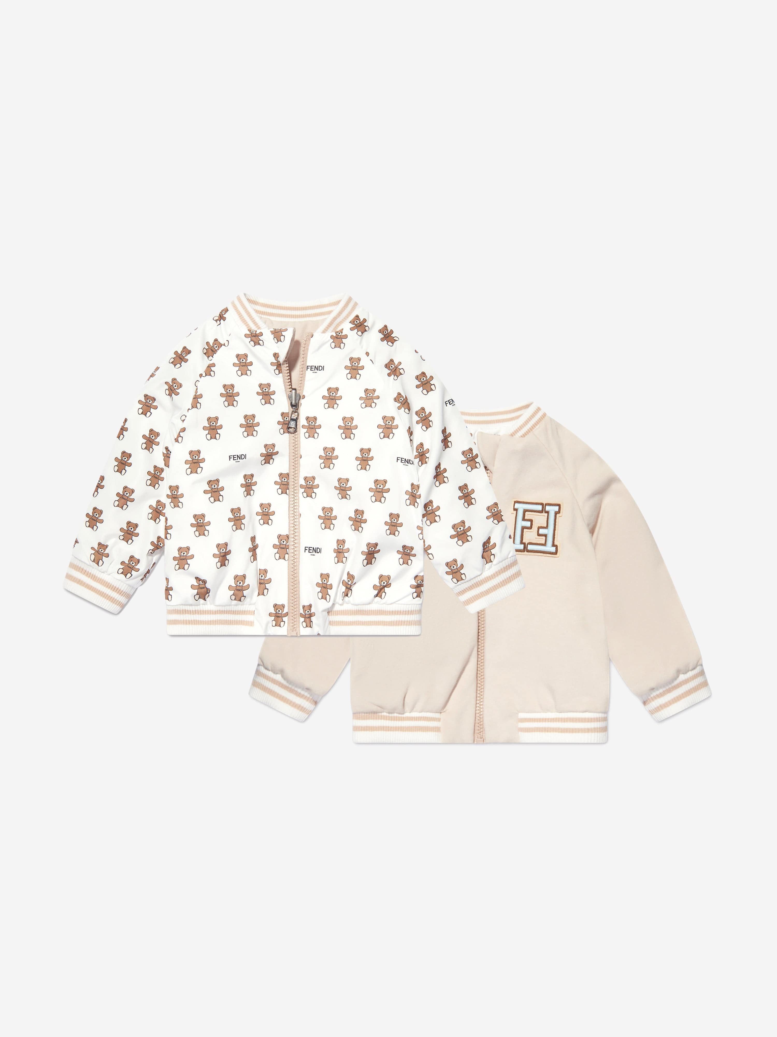 Fendi Baby Reversible Bear Zip Up in White Buy Cheap Nicekicks