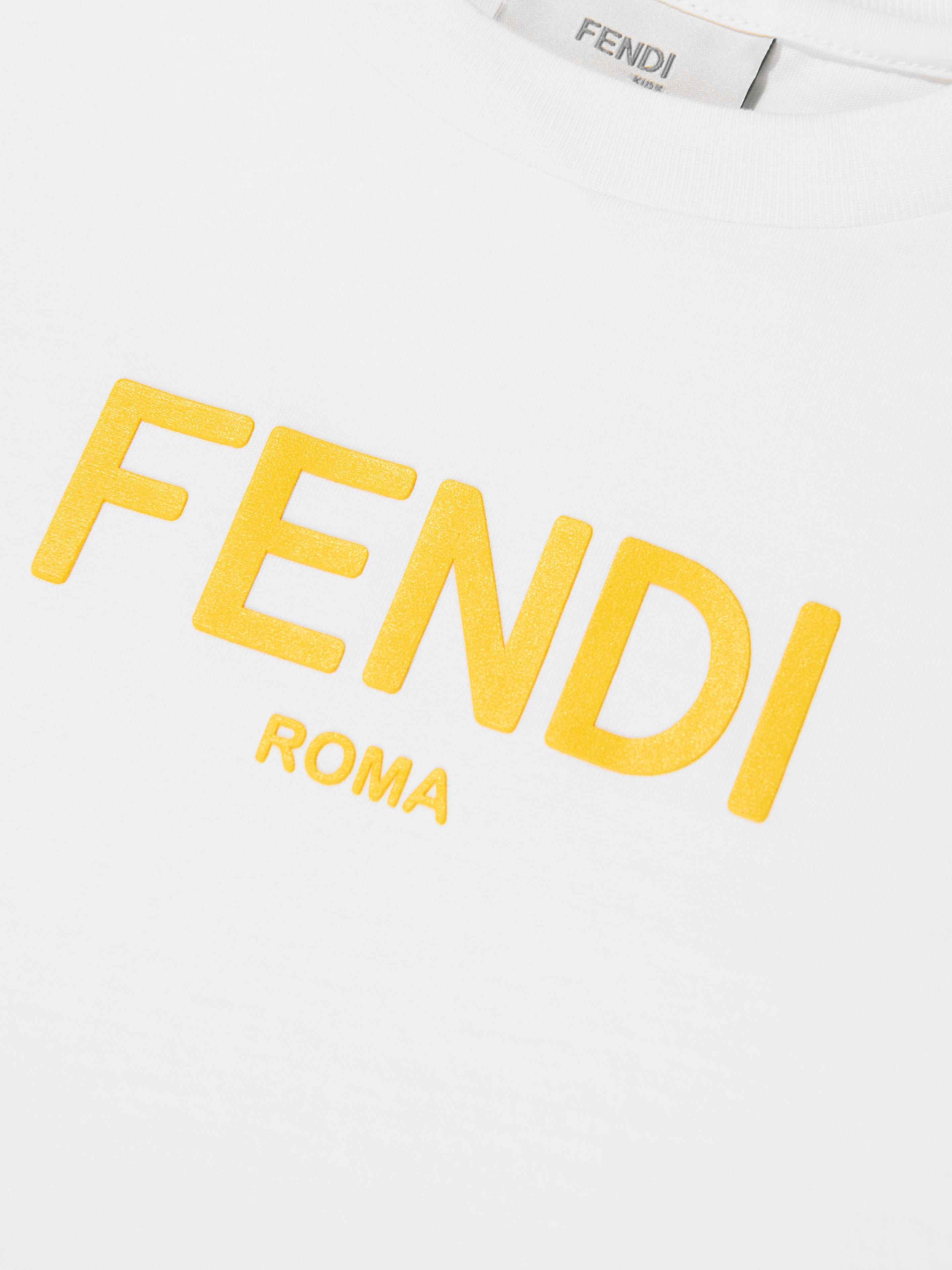 Fendi Kids Logo T-Shirt in White Sale Cheapest