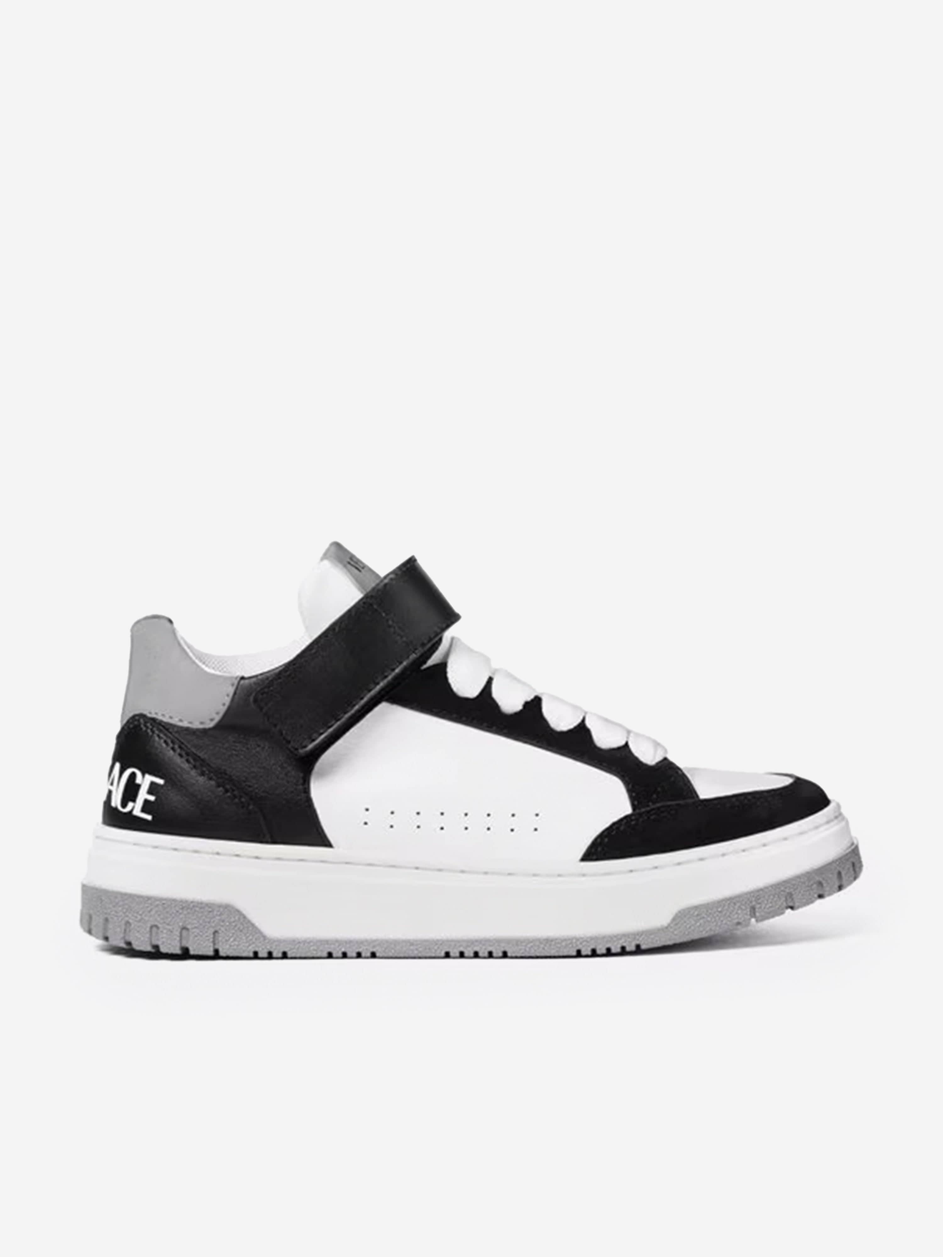Versace Kids Leather Low Top Trainers in White Deals
