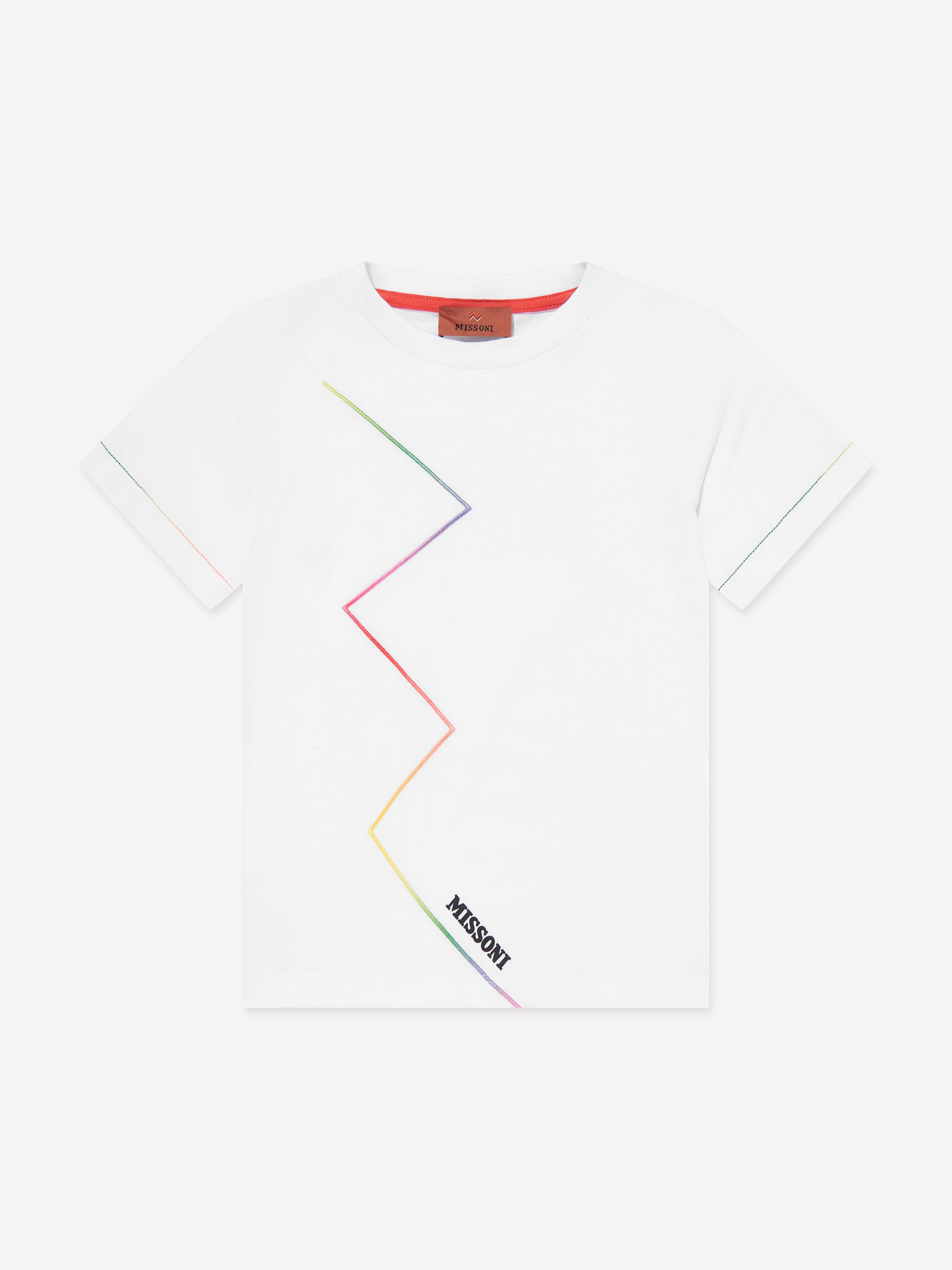 Boys Zigzag Logo T-Shirt in White Sale Online Cheap