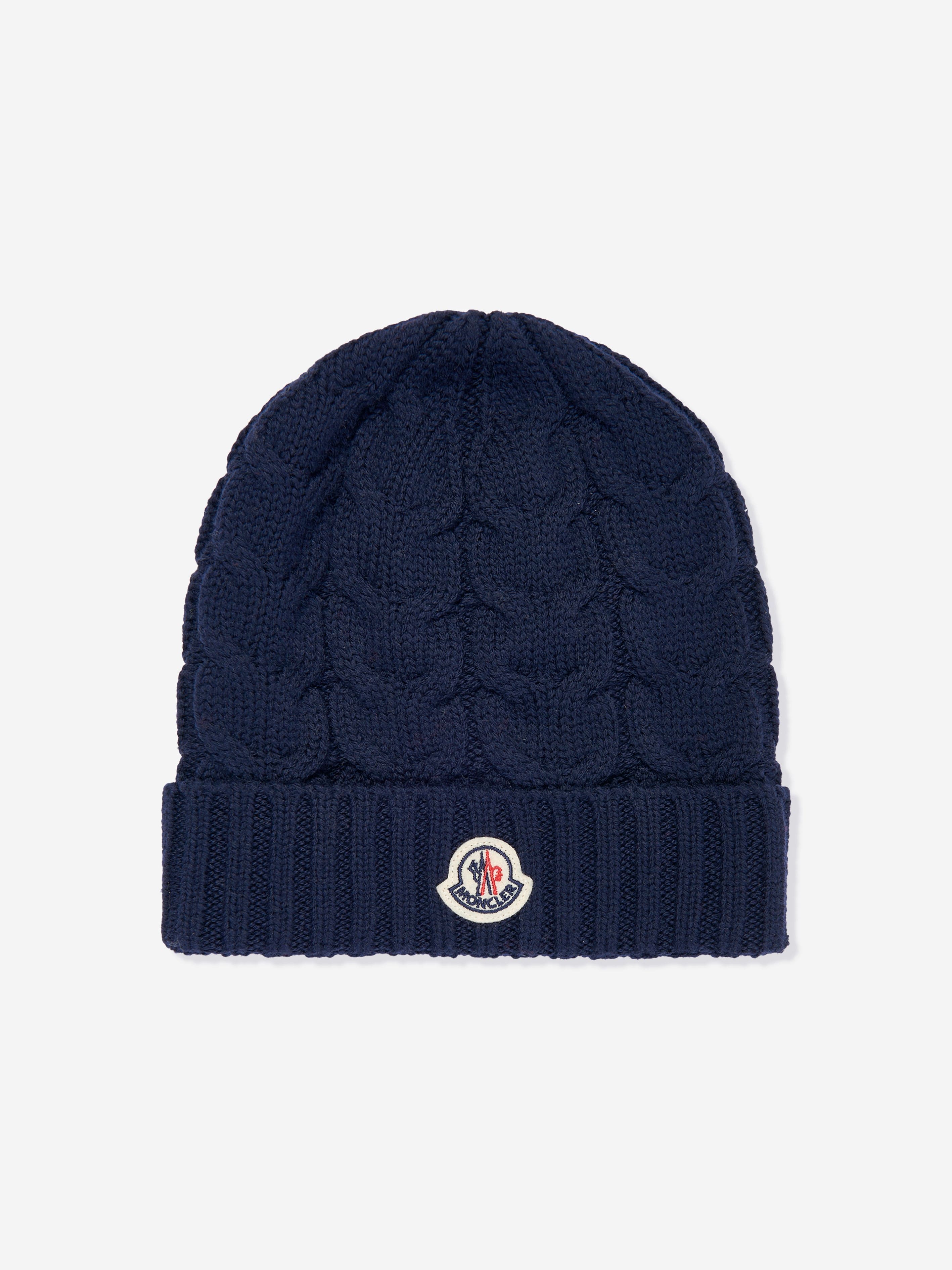Moncler Enfant Boys Logo Beanie Hat in Navy Store Sale Online