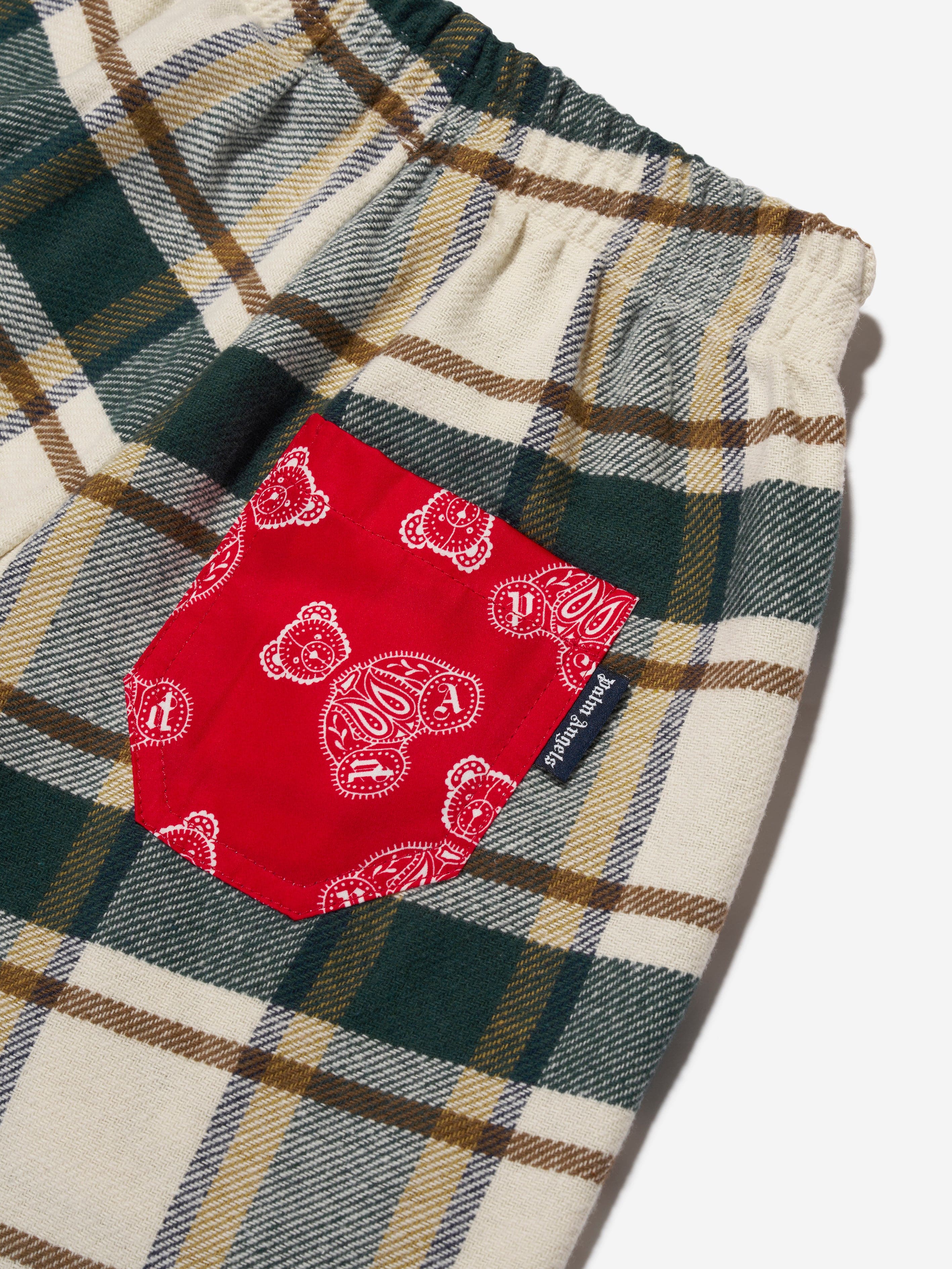 Palm Angels Boys Check Bears Paisley Trousers in Green Outlet Cheap Authentic