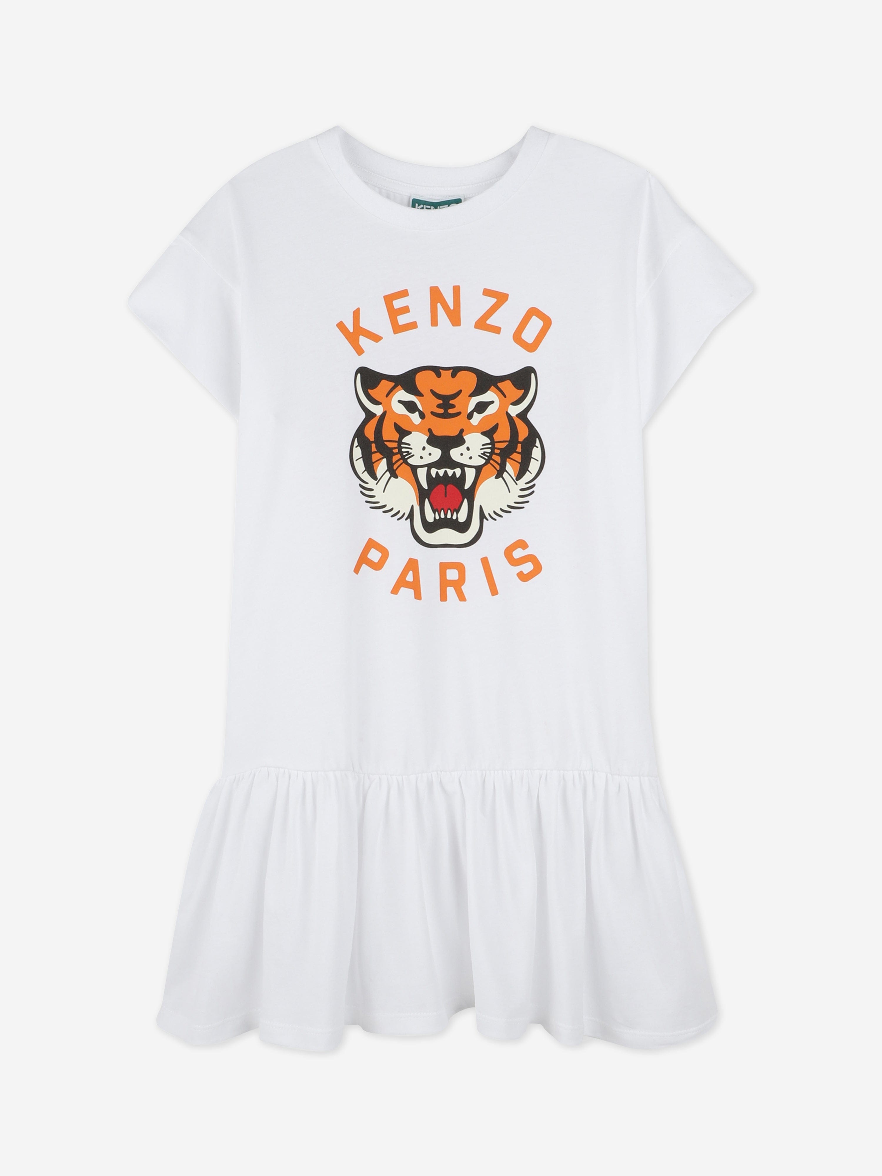 Girls Tiger Dress in White Free Shipping Official