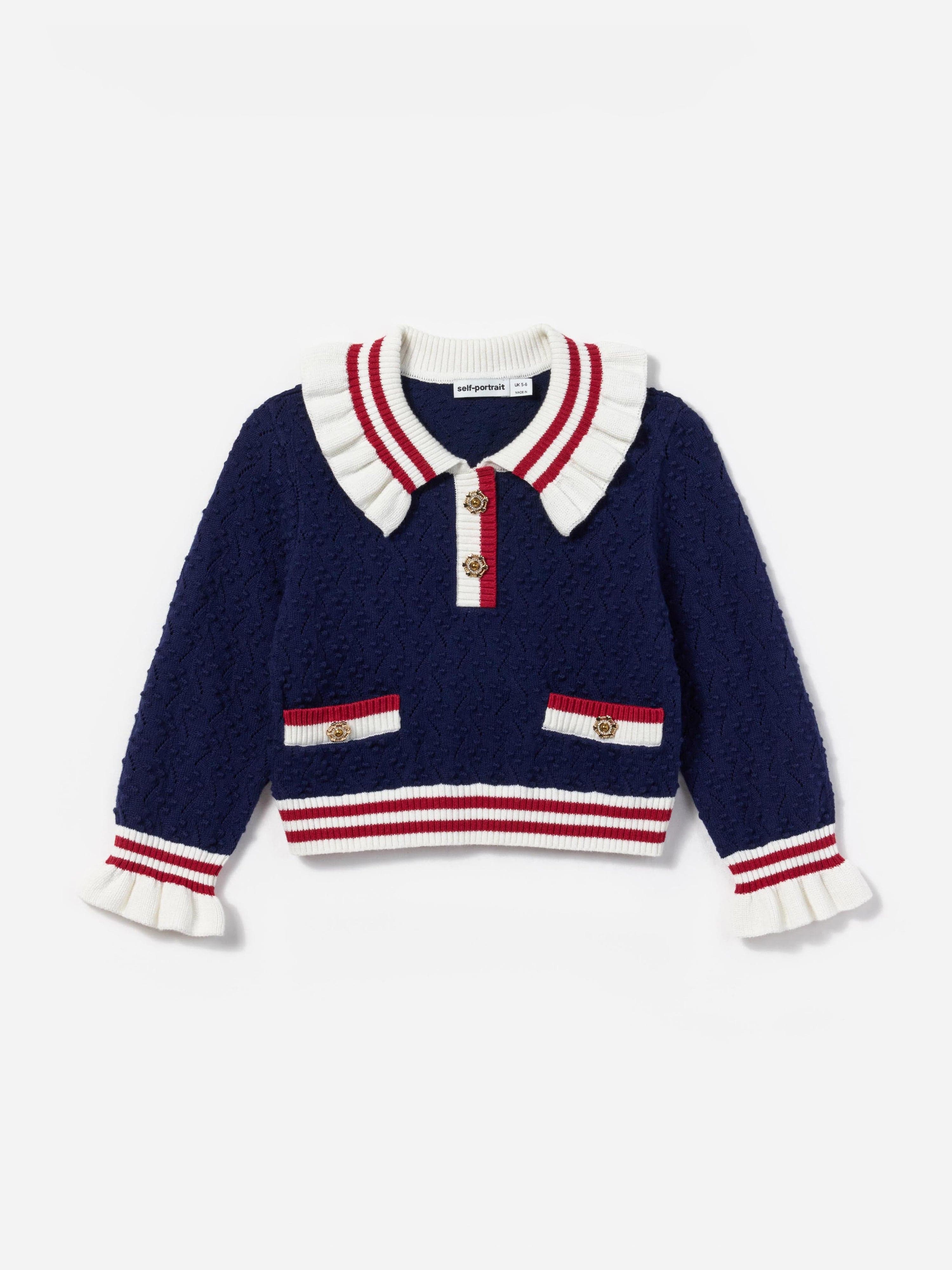 Girls Textured Knit Cardigan in Navy Cheapest For Sale