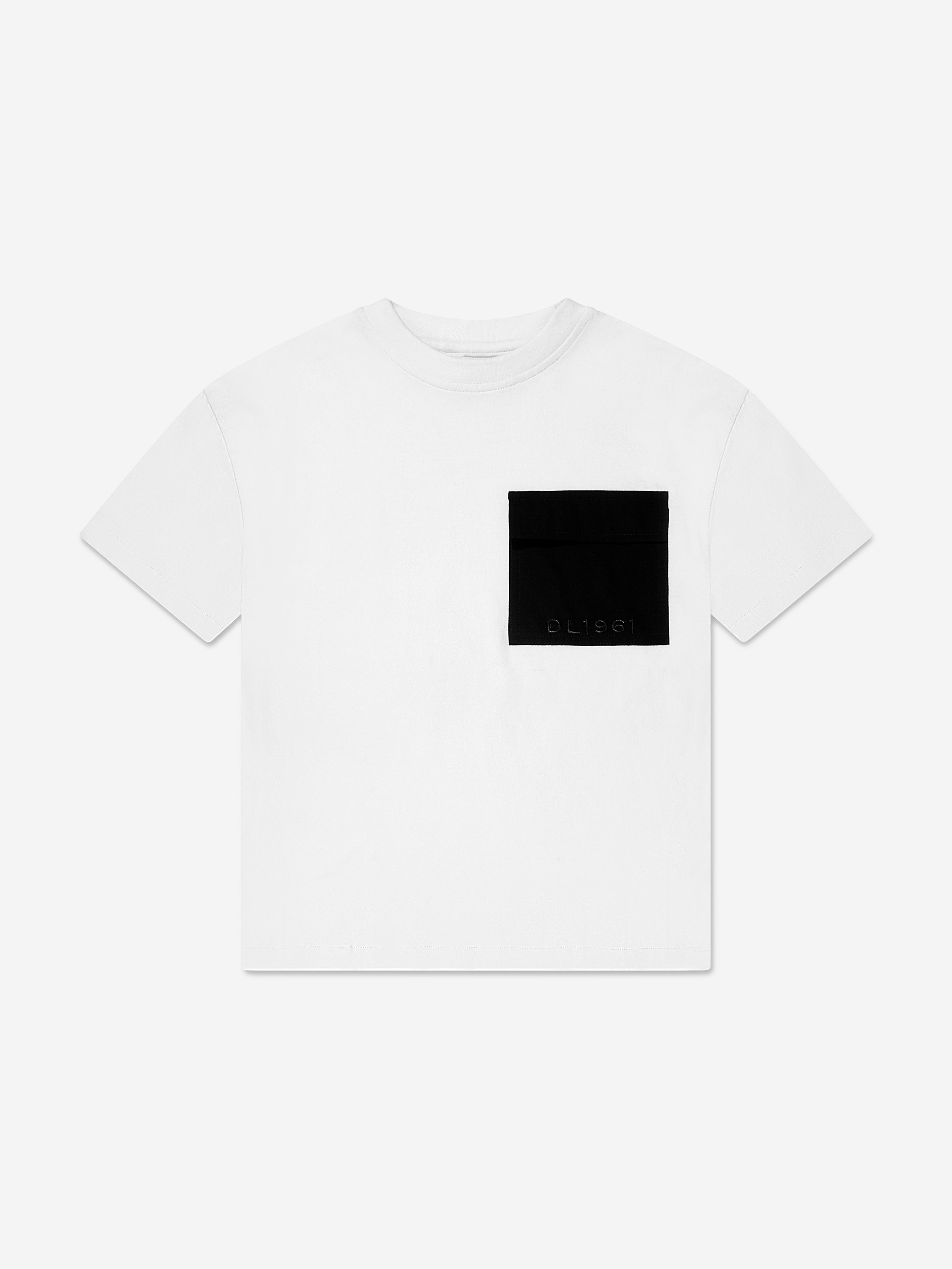 DL1961 Kids Logo Pocket T-Shirt in White Free Shipping Shop Offer