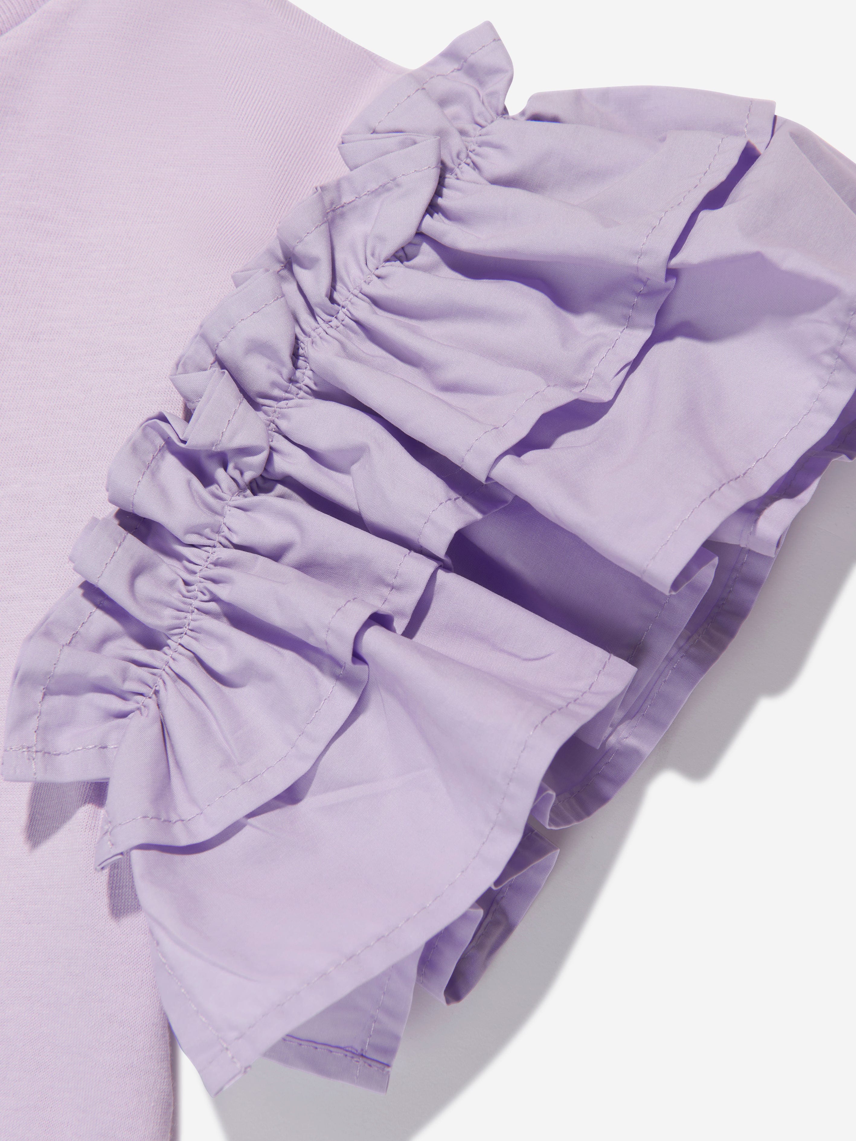 MSGM Girls Ruffle Sleeve T-Shirt Dress in Lilac Limited Edition Online