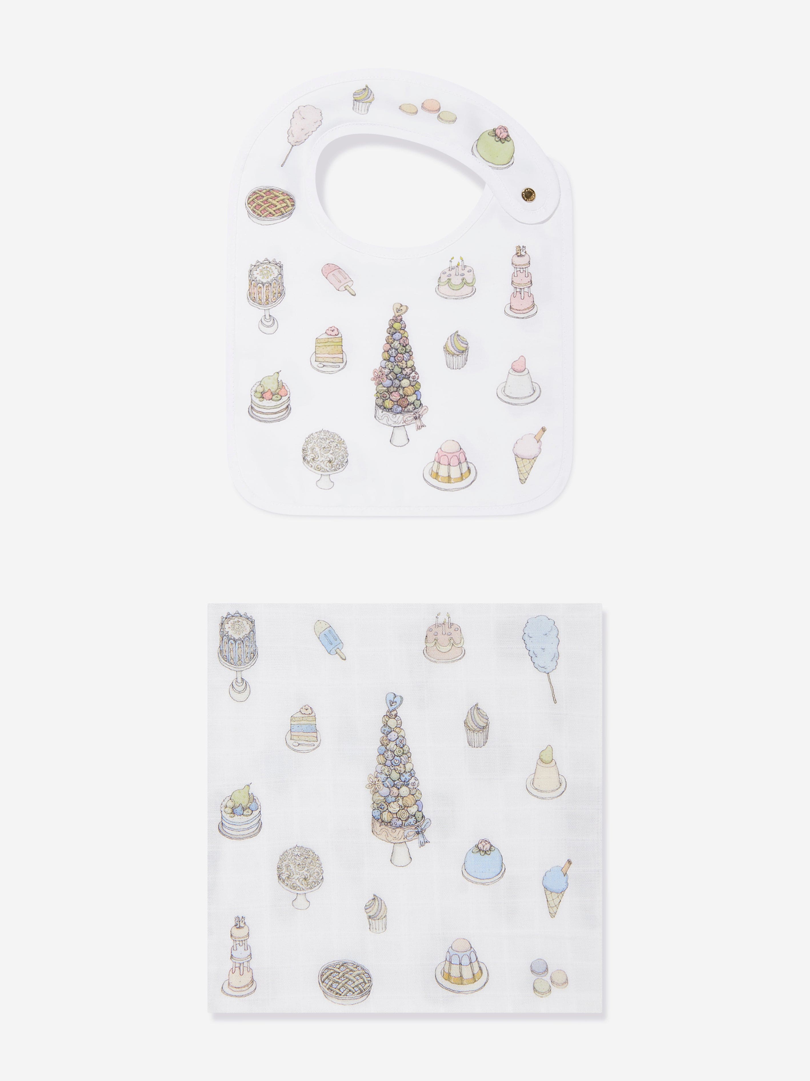 Atelier Choux Baby Boys Sweetie Pie Carr¨¦ and Satin Bibs Set in Blue Top Quality Cheap Pice