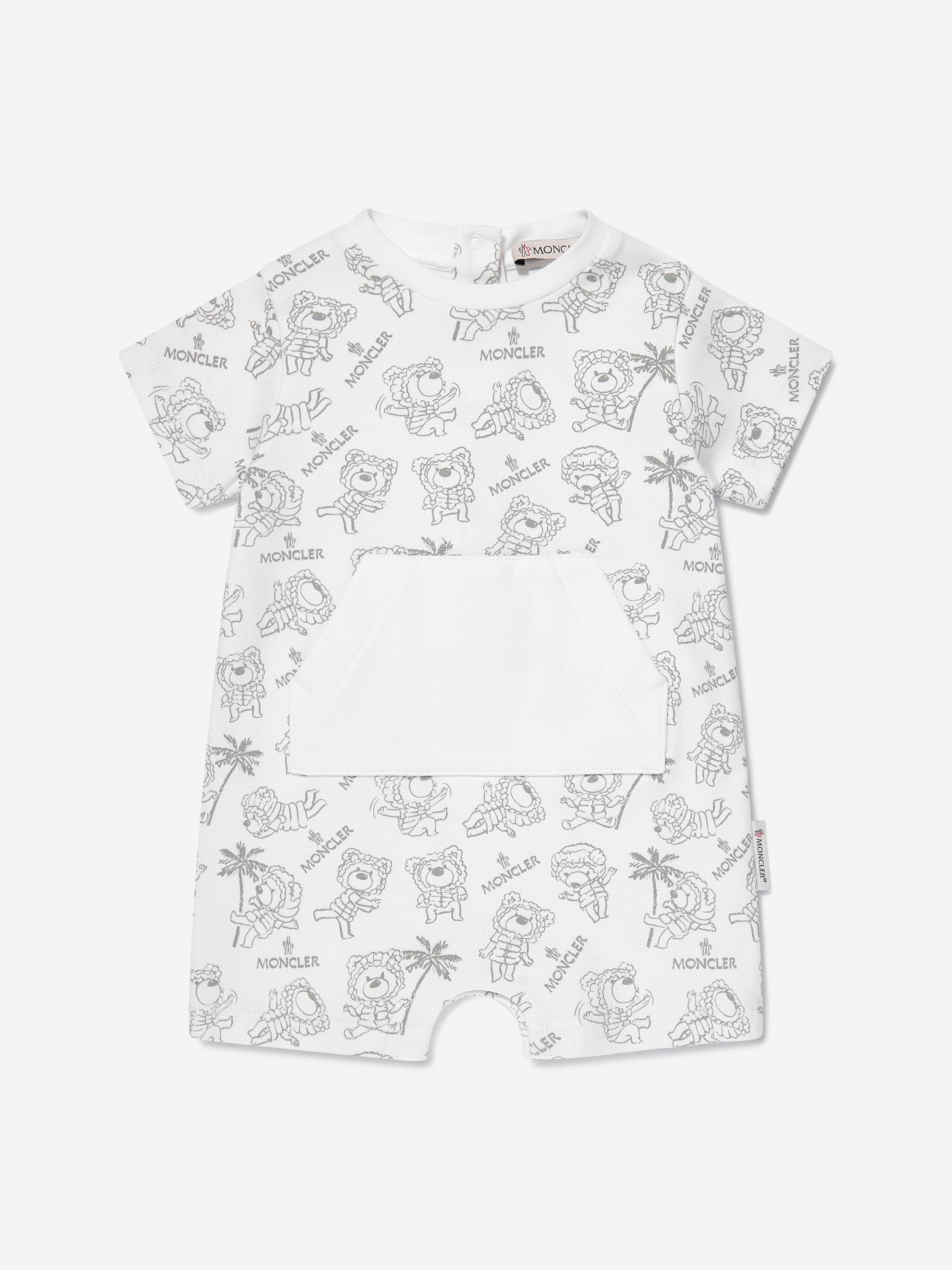 Moncler Enfant Baby Bear Logo Romper in White Reliable Cheap Online