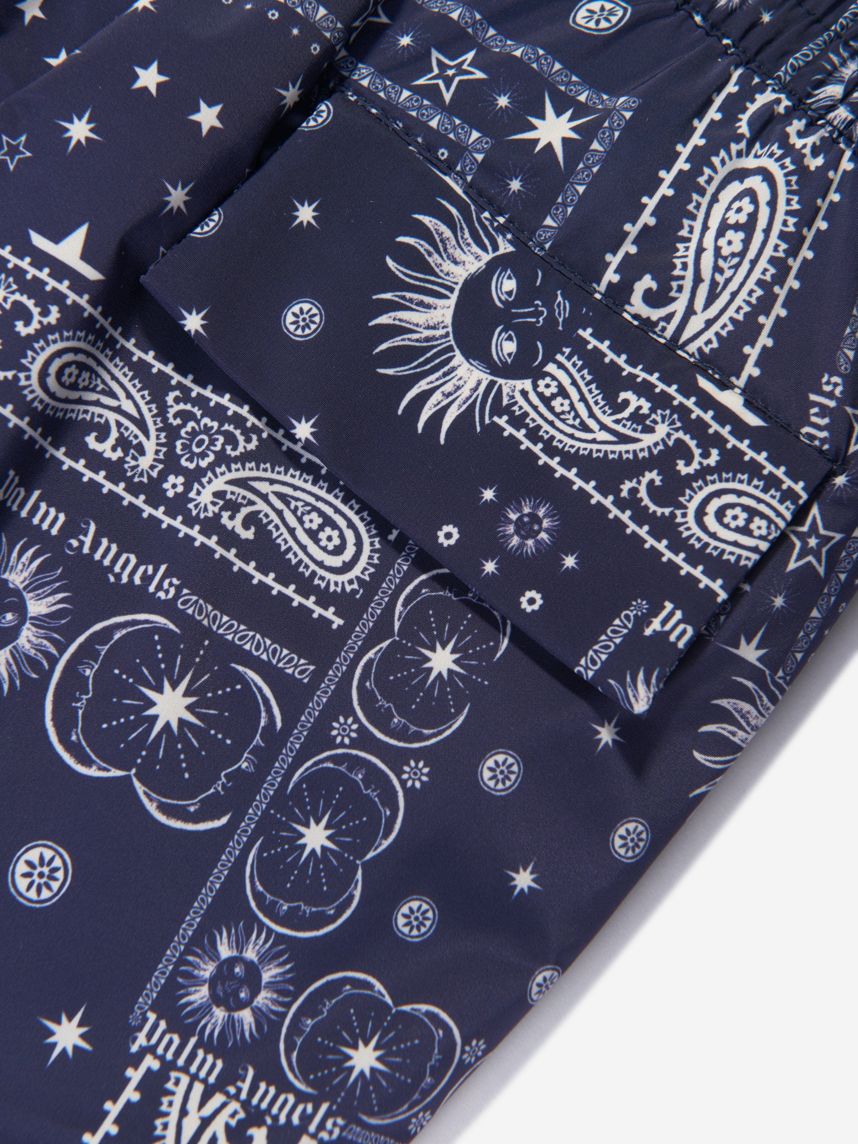 Palm Angels Boys Astro Paisley Swim Shorts in Navy Shipping Discount Authentic