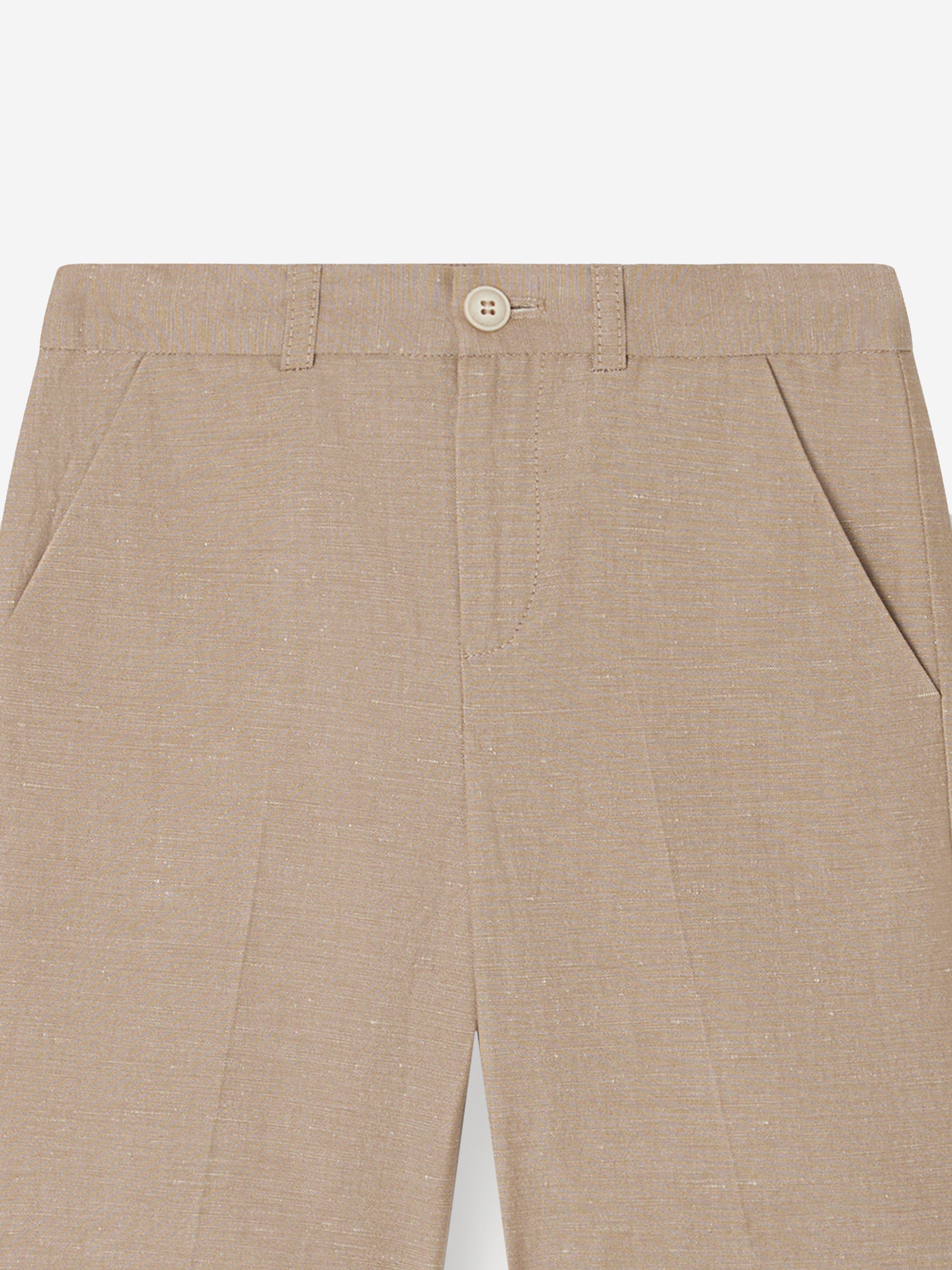 Bonpoint Boys Linen Calvin Shorts in Brown Clearance Reliable