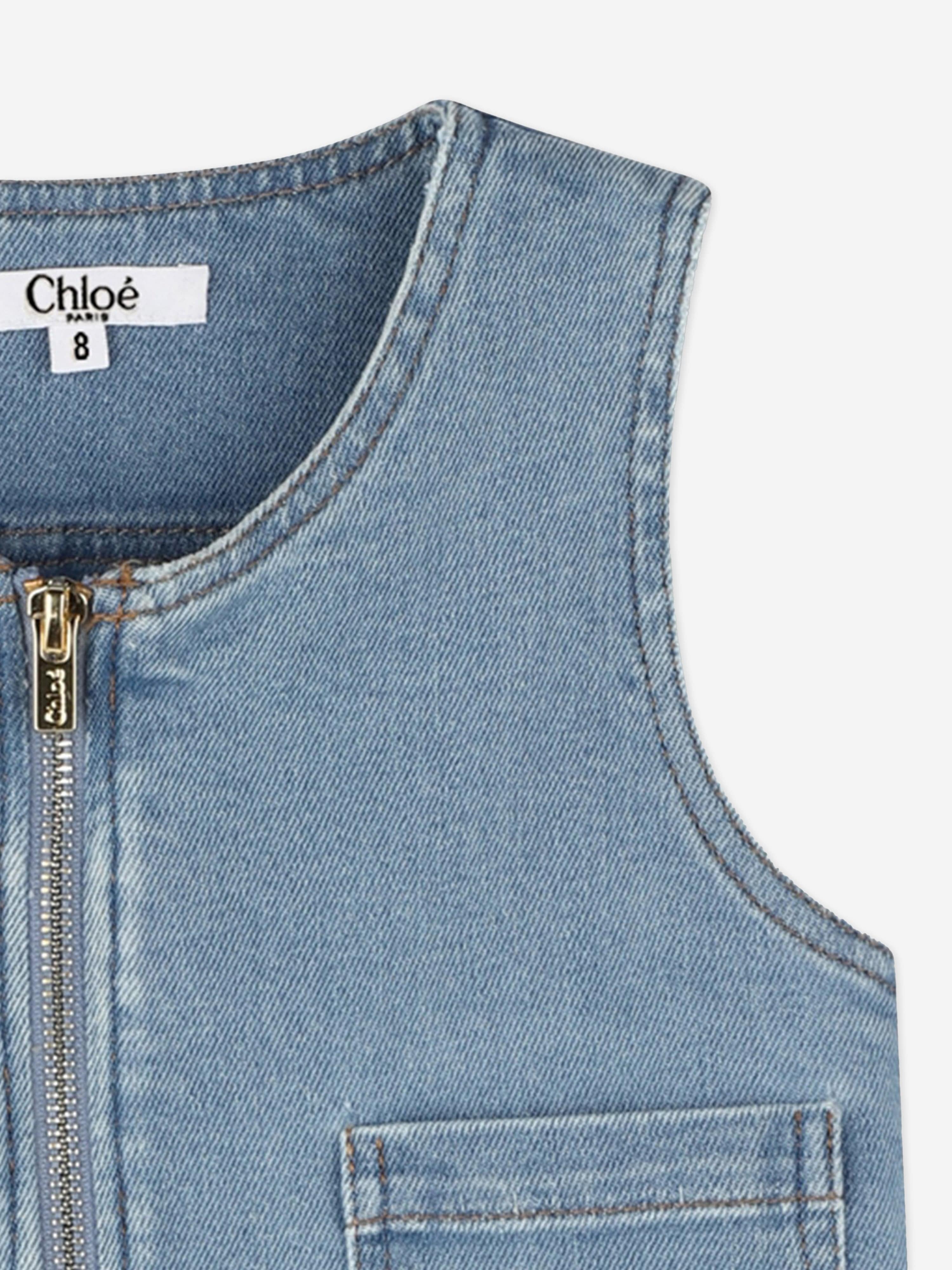 Chlo¨¦ Girls Sleeveless Denim Zip Dress in Blue Online Online Cheap Pice