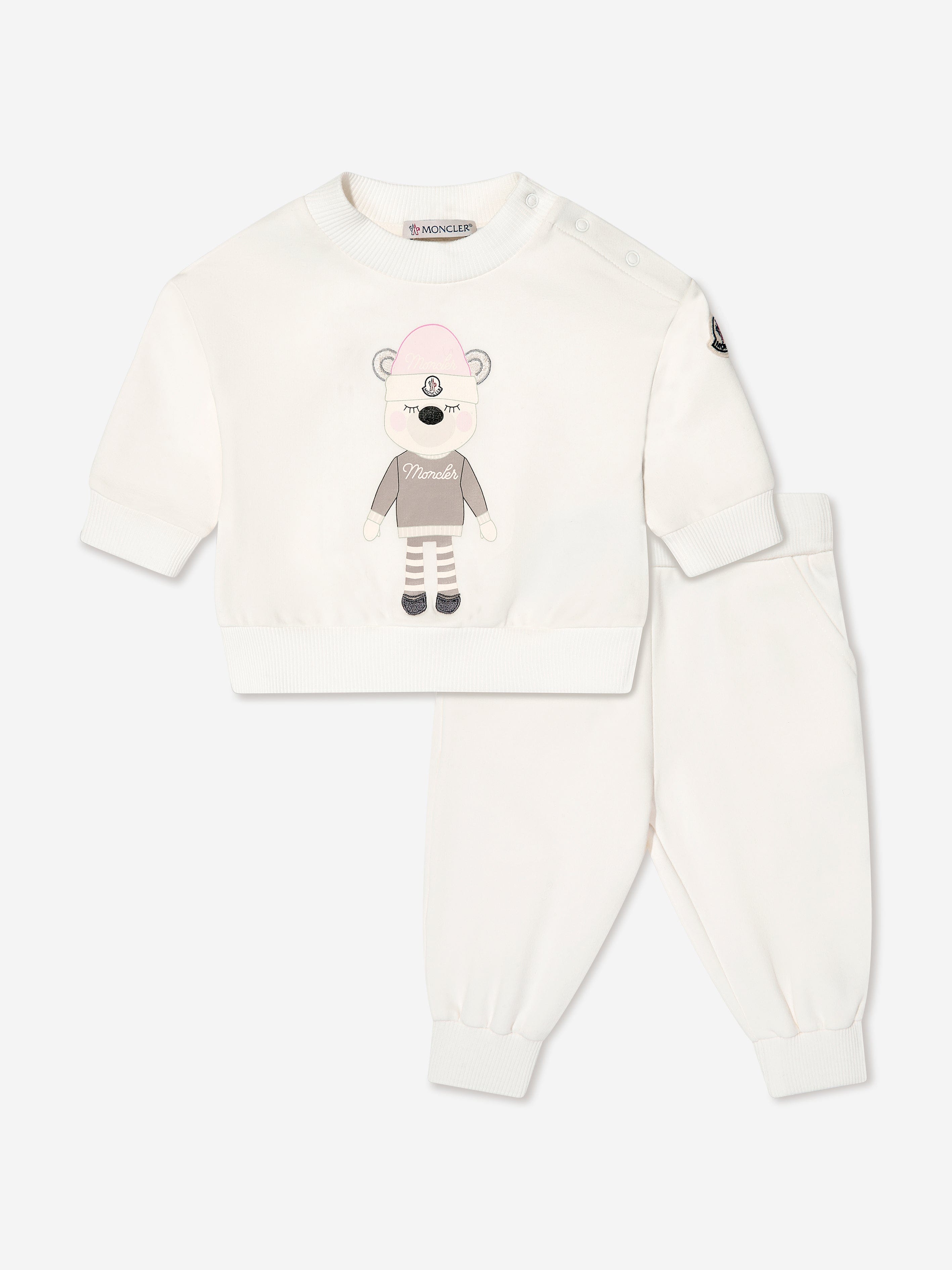 Moncler Enfant Baby Girls Tracksuit in White Free Shipping Fashionable