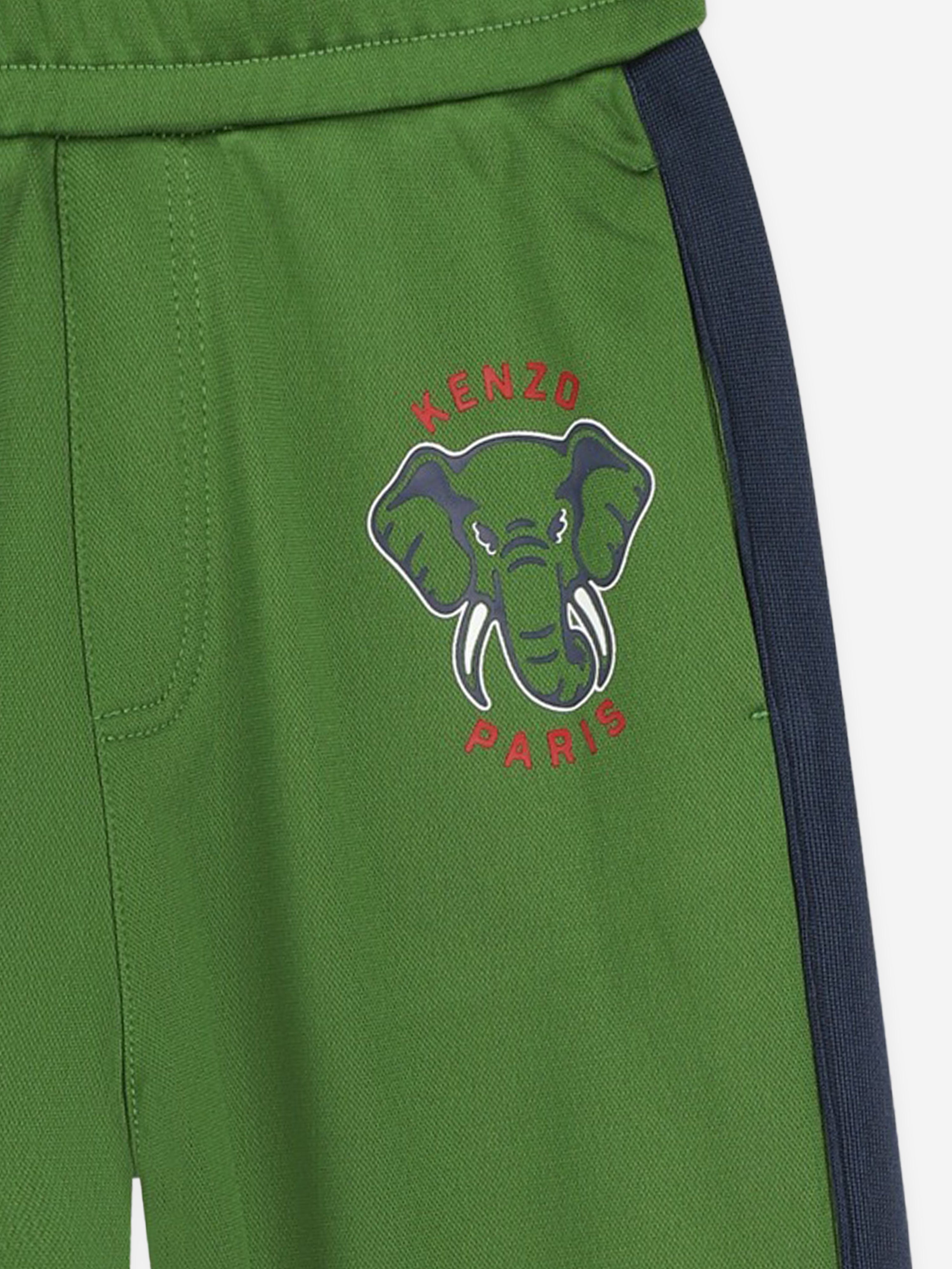 KENZO Kids Elephant Track Pants in Green Clearance Recommend