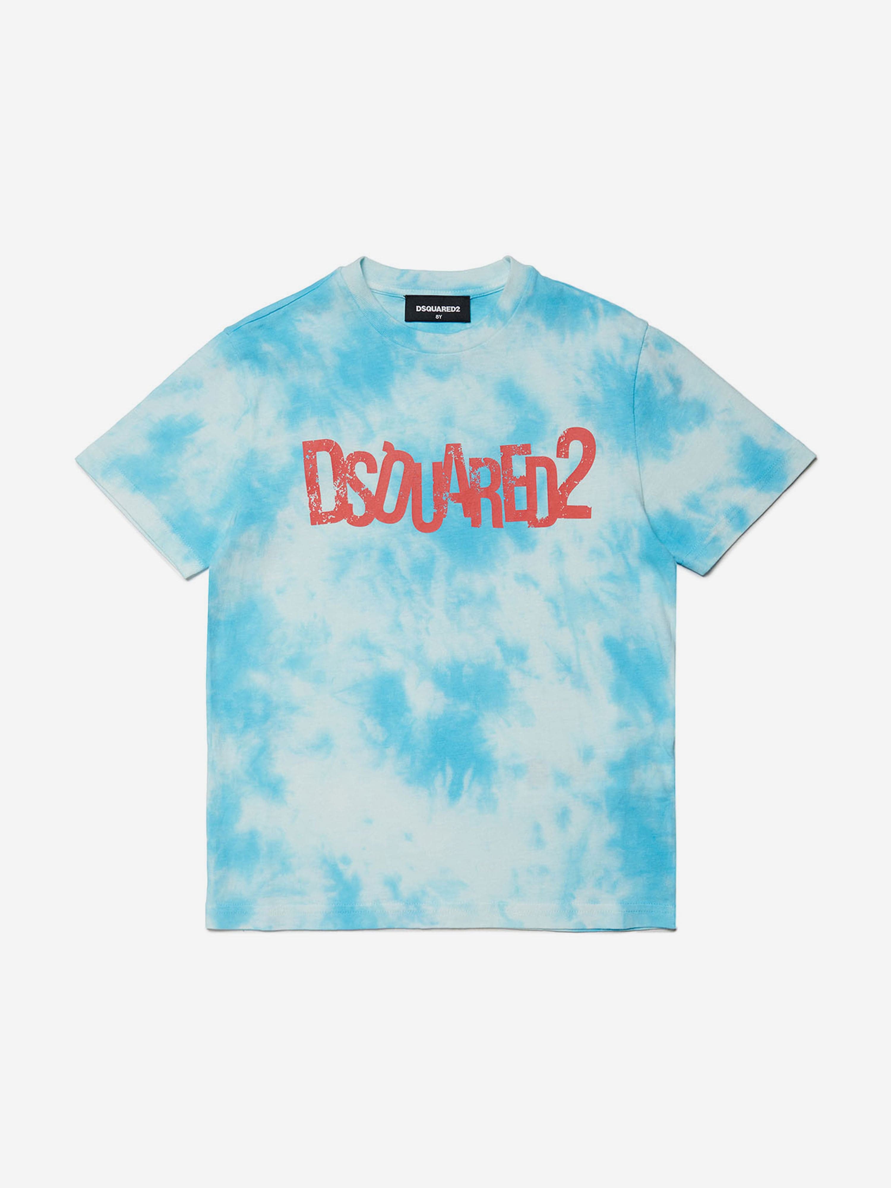 Dsquared2 Kids Tie-Dye Logo T-Shirt in Blue Very Cheap Sale Online