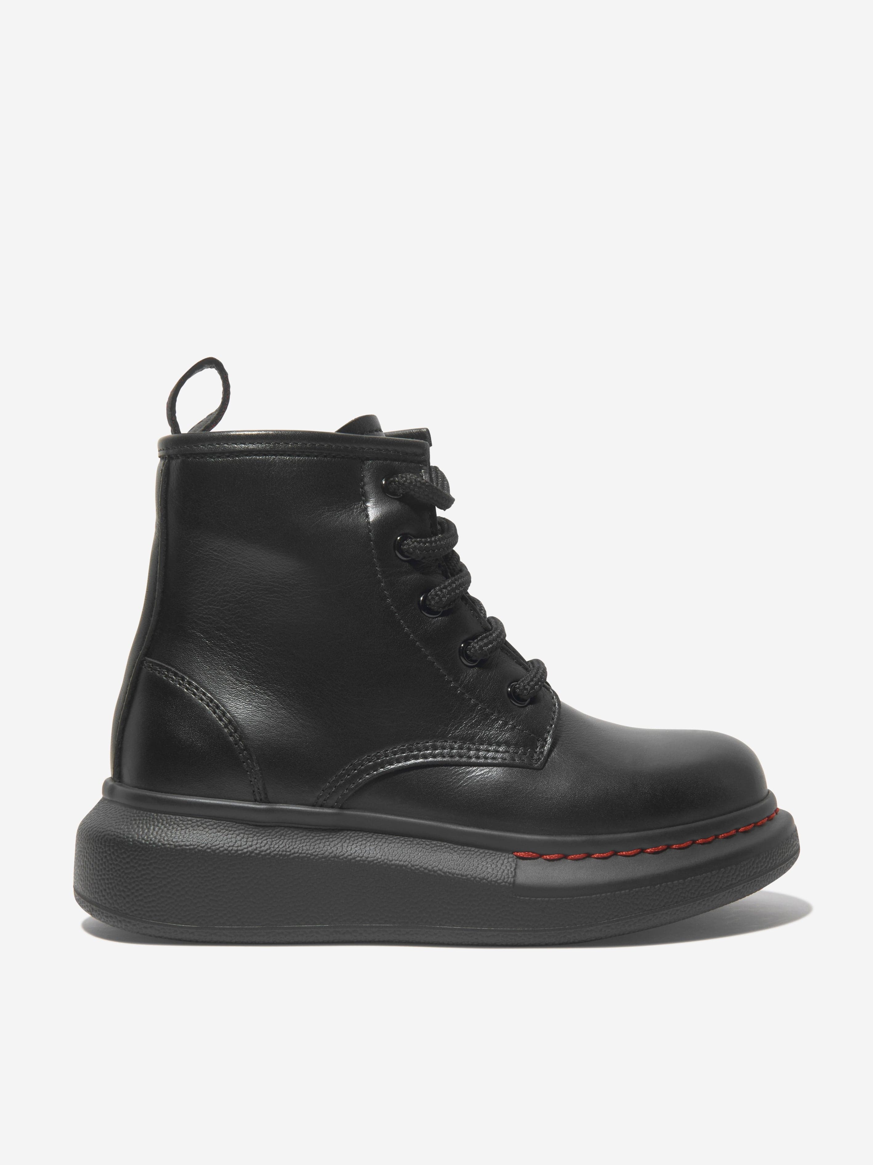 Alexander McQueen Kids Leather Lace Up Chunky Boots 2025 Unisex Cheap Pice