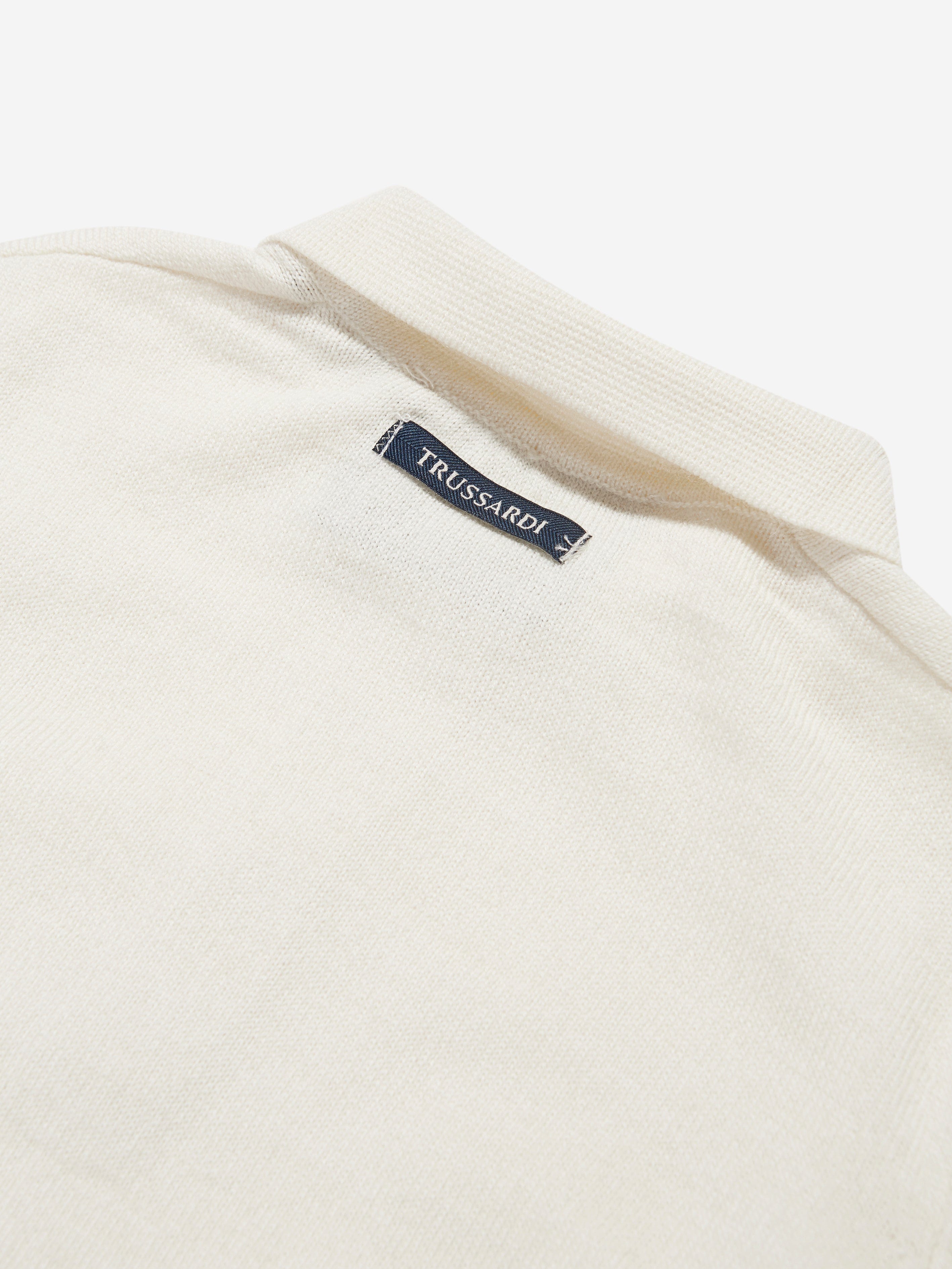 Trussardi Boys Sidus Long Sleeve Polo Shirt in Ivory Shop Offer Cheap Online